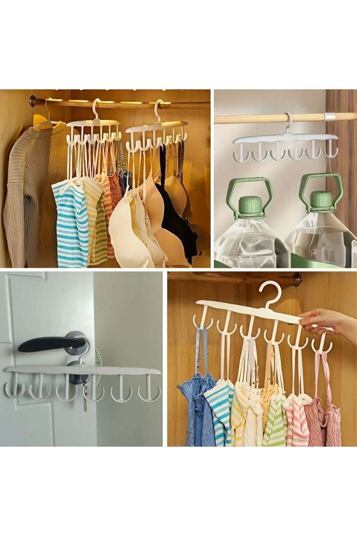 1 Adet Yer Tasarruflu 6 Kancalı Plastik Dolap İçi Düzenleyici Pratik Askı