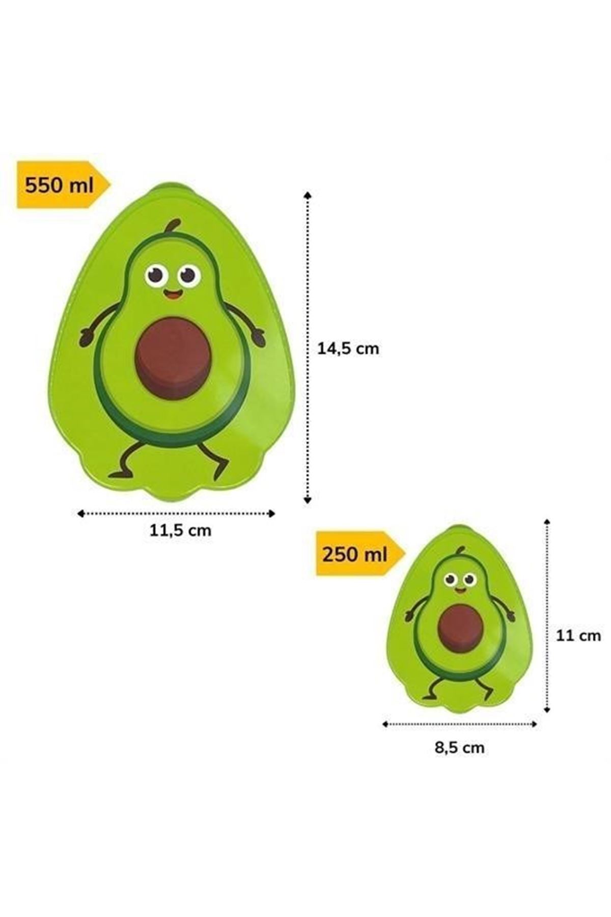 Tbl Dekor® 2'li İç İçe Geçebilen Avokado Model Saklama ve Beslenme Kabı Seti (550 ml + 250 ml)