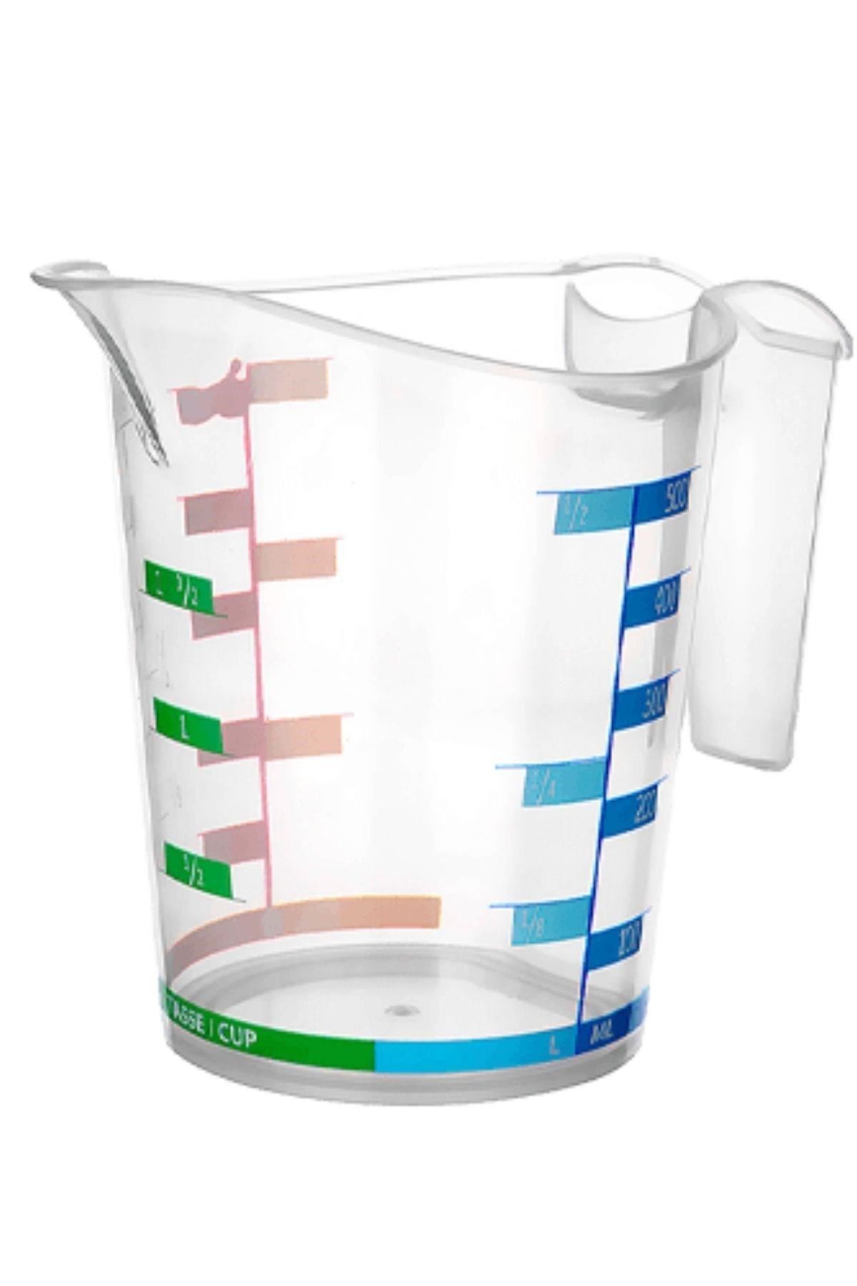 Tbl Dekor® 1000 ml Renkli Dereceli Sert Plastik Mutfak Ölçü Kabı