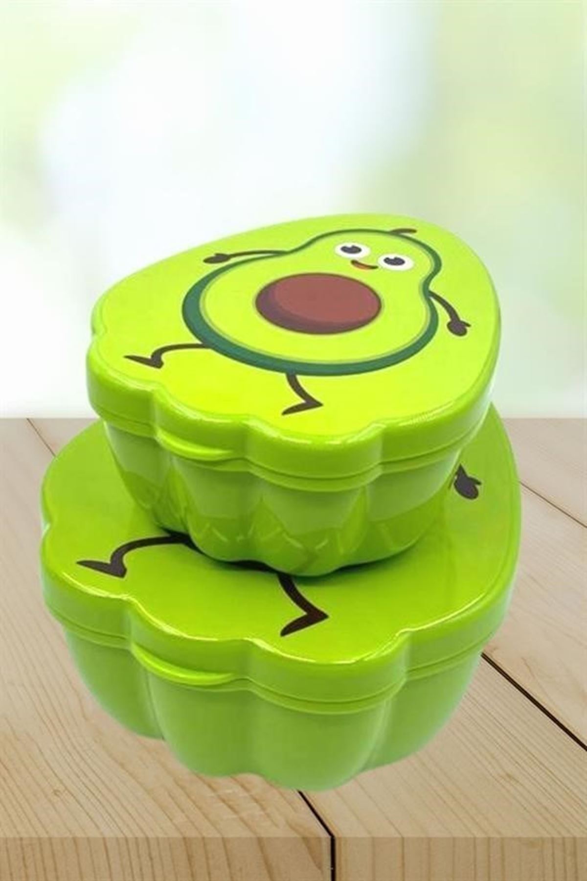 Tbl Dekor® 2'li İç İçe Geçebilen Avokado Model Saklama ve Beslenme Kabı Seti (550 ml + 250 ml)