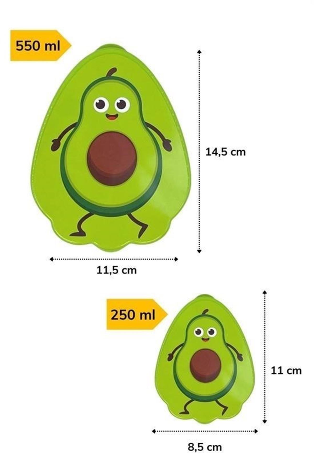 Tbl Dekor® 2'li İç İçe Geçebilen Avokado Model Saklama ve Beslenme Kabı Seti (550 ml + 250 ml)