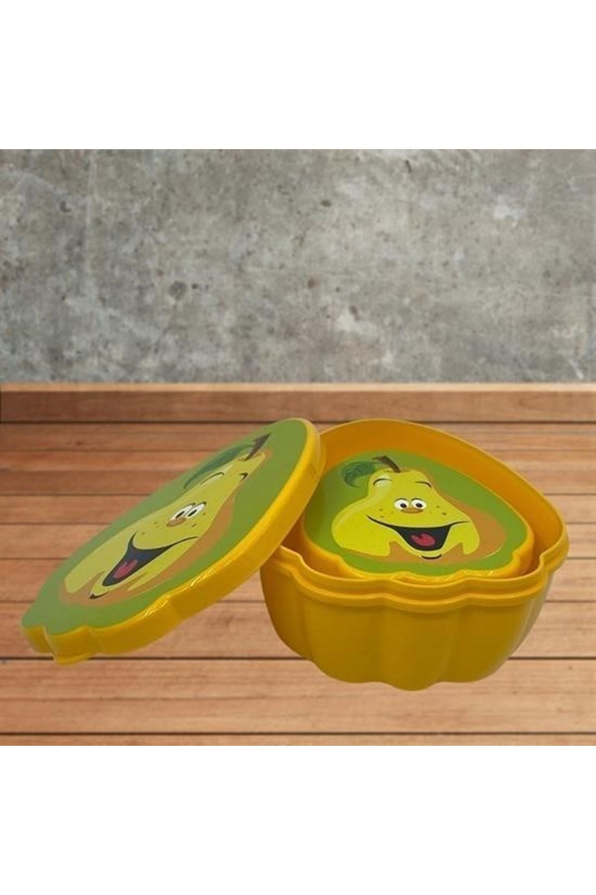 Tbl Dekor® 2'li İç İçe Geçebilen Armut Model Saklama ve Beslenme Kabı Seti (550 ml + 250 ml)