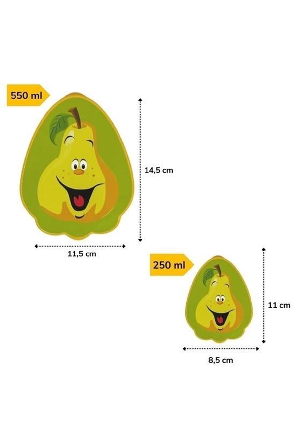 Tbl Dekor® 2'li İç İçe Geçebilen Armut Model Saklama ve Beslenme Kabı Seti (550 ml + 250 ml)