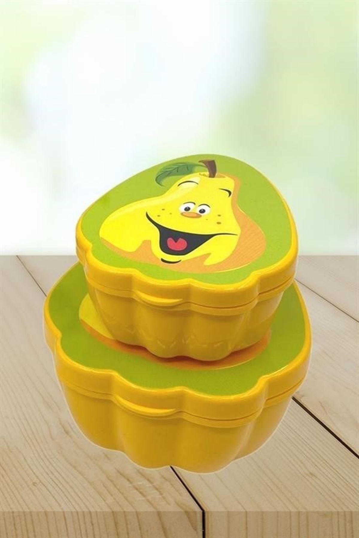 Tbl Dekor® 2'li İç İçe Geçebilen Armut Model Saklama ve Beslenme Kabı Seti (550 ml + 250 ml)