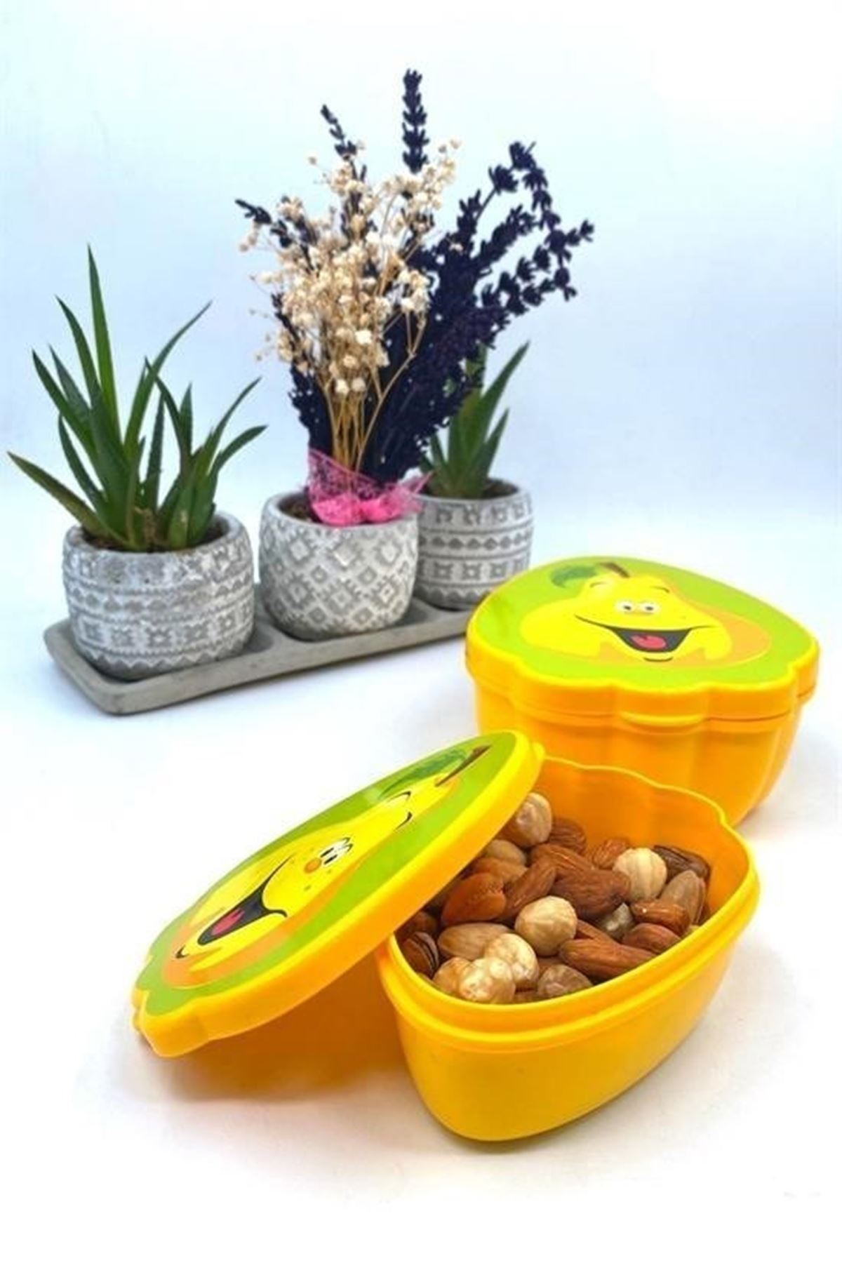 Tbl Dekor® 2'li İç İçe Geçebilen Armut Model Saklama ve Beslenme Kabı Seti (550 ml + 250 ml)