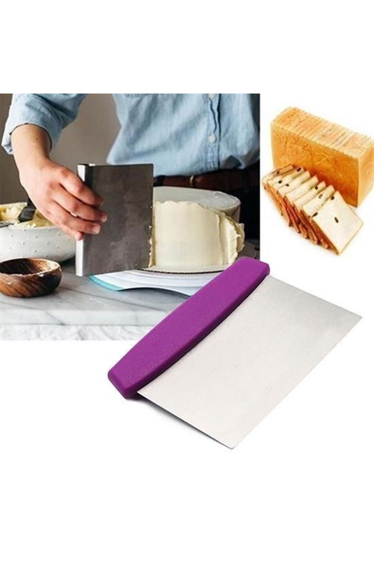 Tbl Dekor® Çelik Hamur Kesici Kazıyıcı Pasta Kek Dekorasyon Spatula Aleti