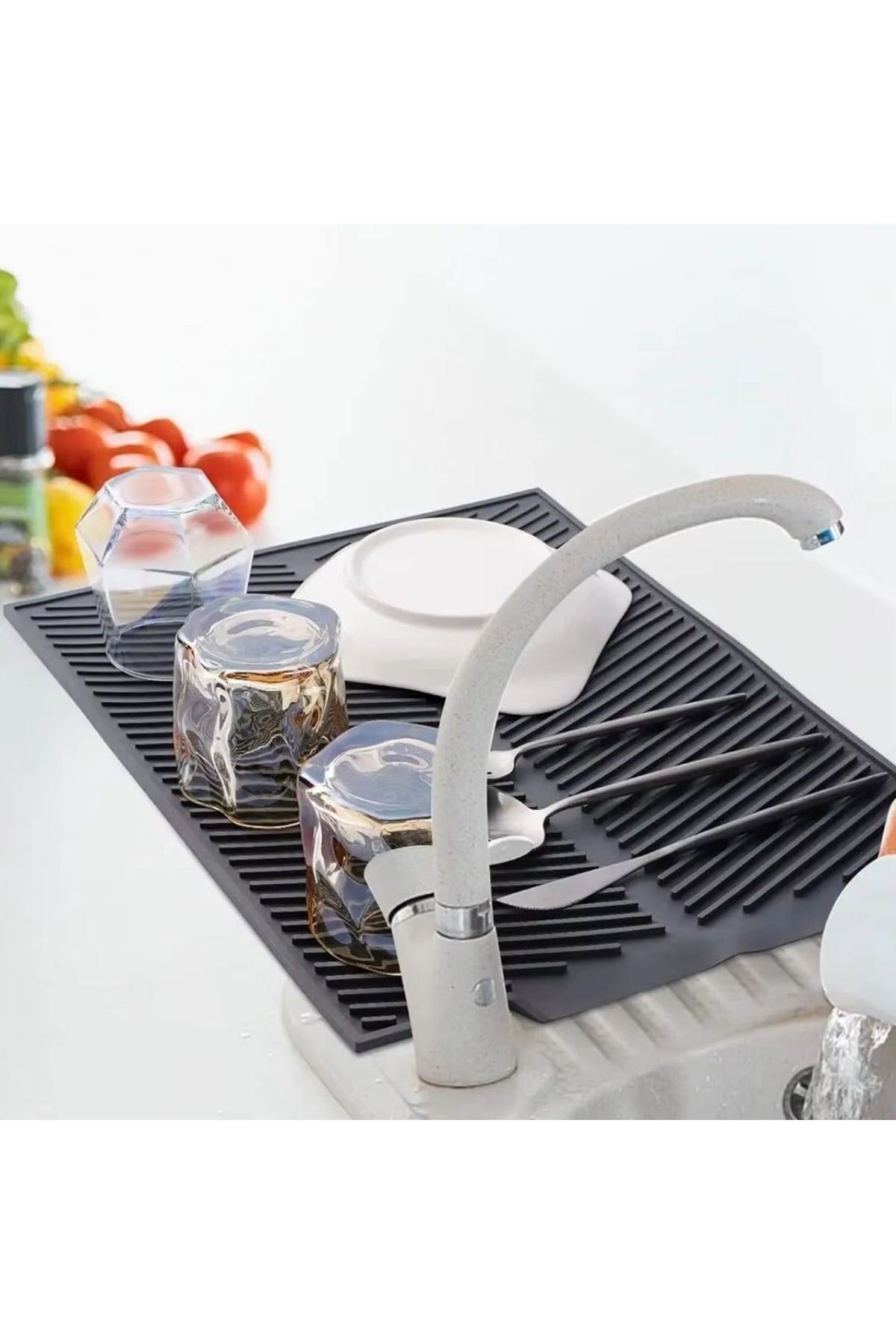 Tbl Dekor® Büyük Bulaşık Kurutma Matı,Silikon Bulaşık Kurutma Matı Çok Amaçlı Tezgah Üstü Mat