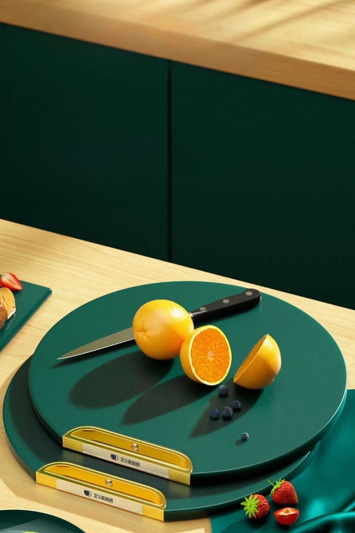 Tbl Dekor® Mutfak Sebze,Meyve,Et,Balık,Ekmek Doğrama Kesme Tahtası Standlı Kesim Panosu