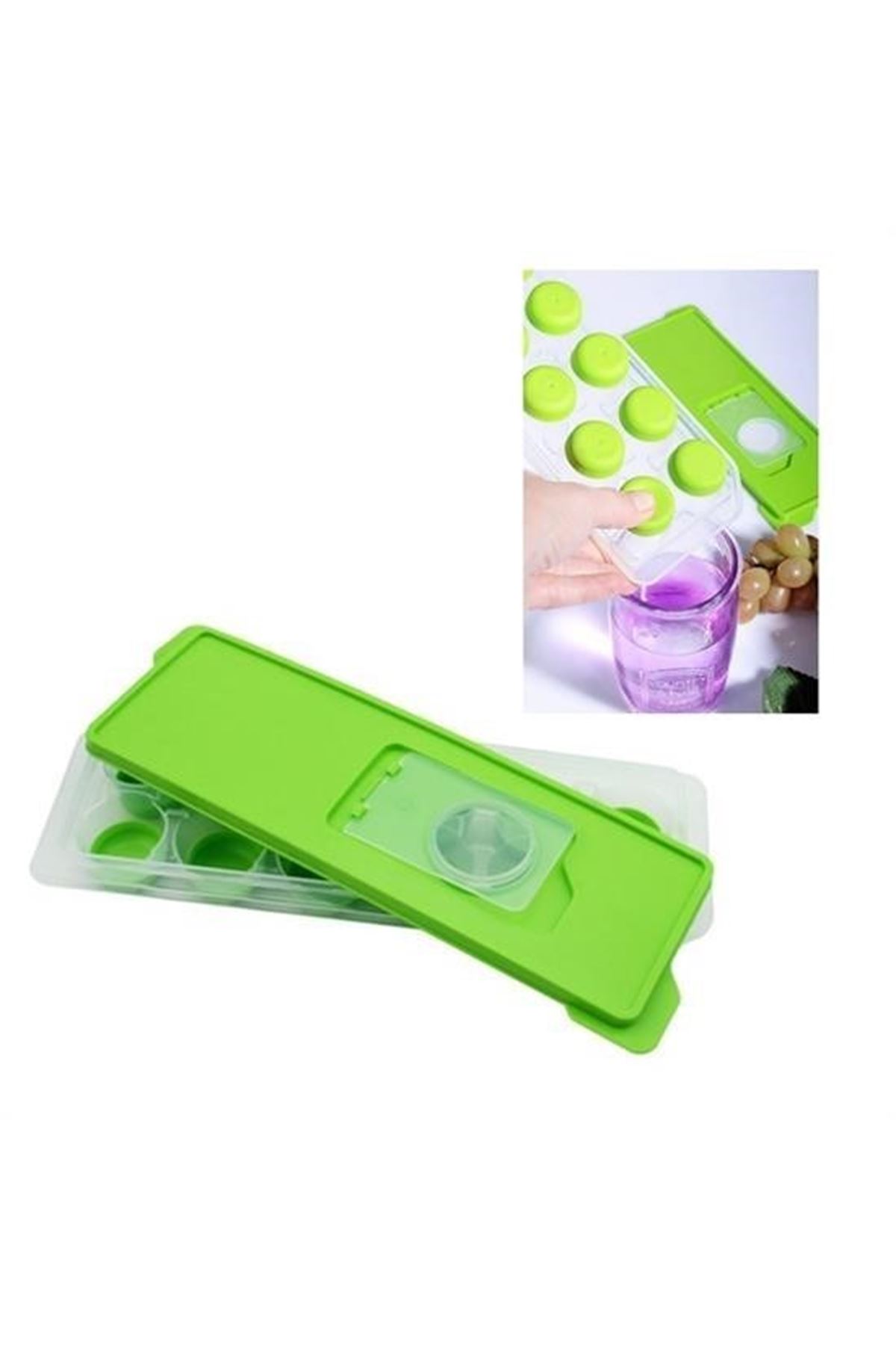 Tbl Dekor® 12li Kapaklı Yapışmaz Silikon Tabanlı Plastik Küp Buz Kalıbı