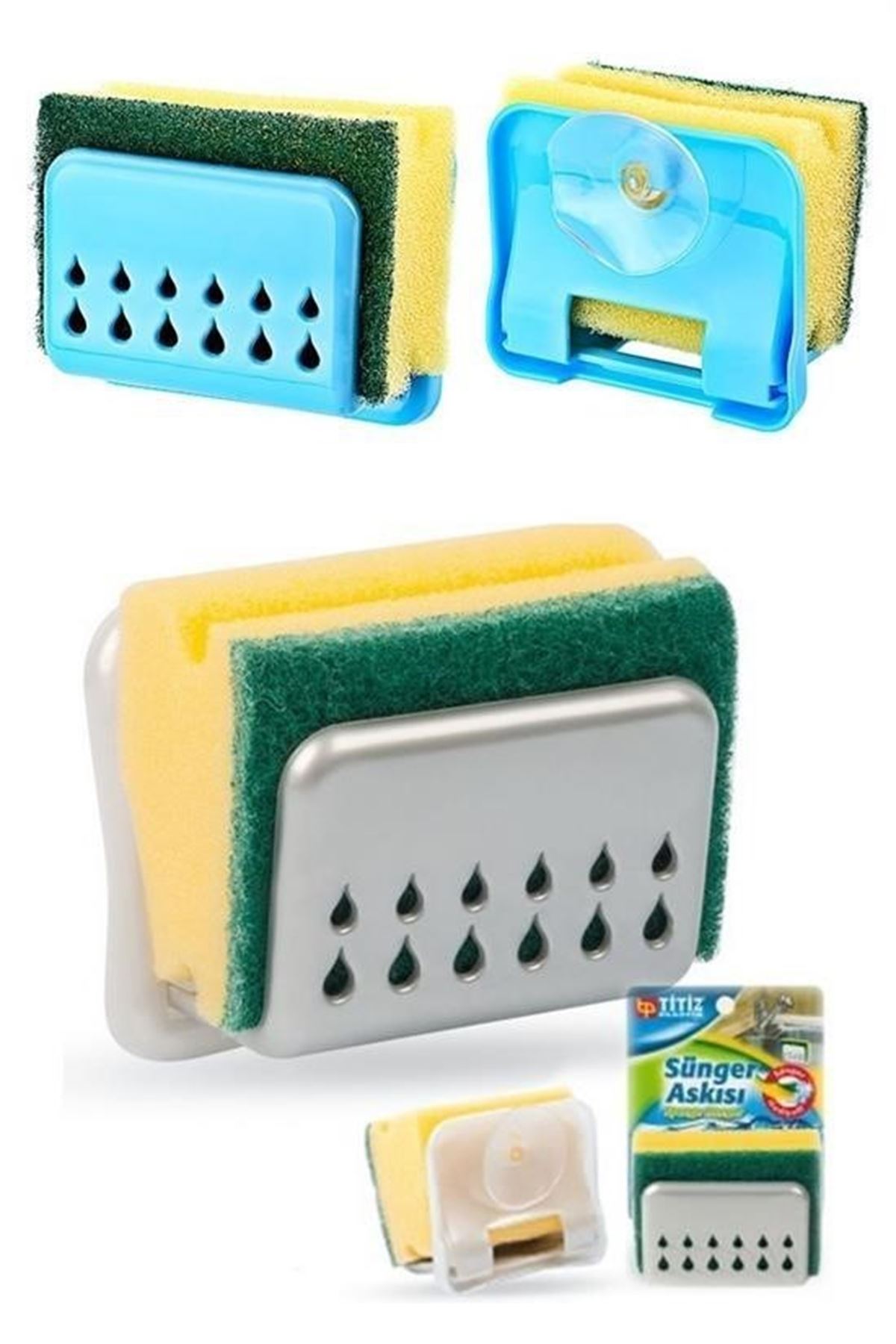 Tbl Dekor® Pratik Mutfak Lavabo Vantuzlu Bulaşık Süngeri Askısı Aparatı