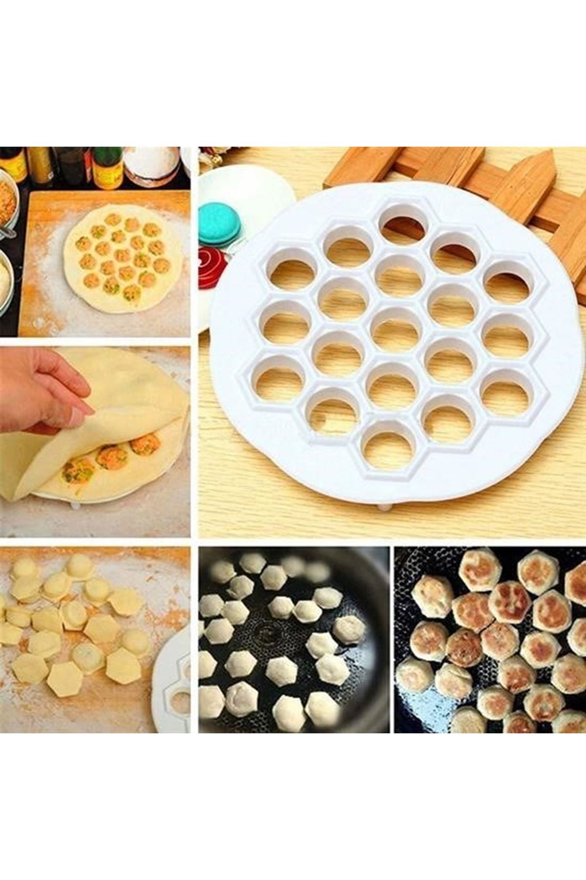 Tbl Dekor® 61 Bölmeli Petek Şekilli Pratik Mantı Kesici  Açma Kalıbı Mantımatik