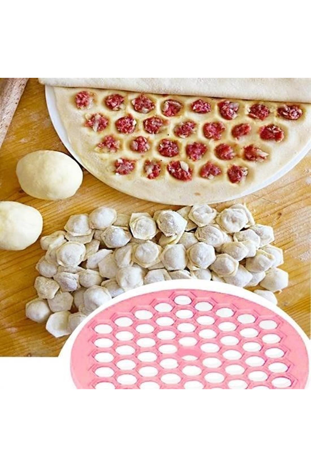 Tbl Dekor® 61 Bölmeli Petek Şekilli Pratik Mantı Kesici  Açma Kalıbı Mantımatik