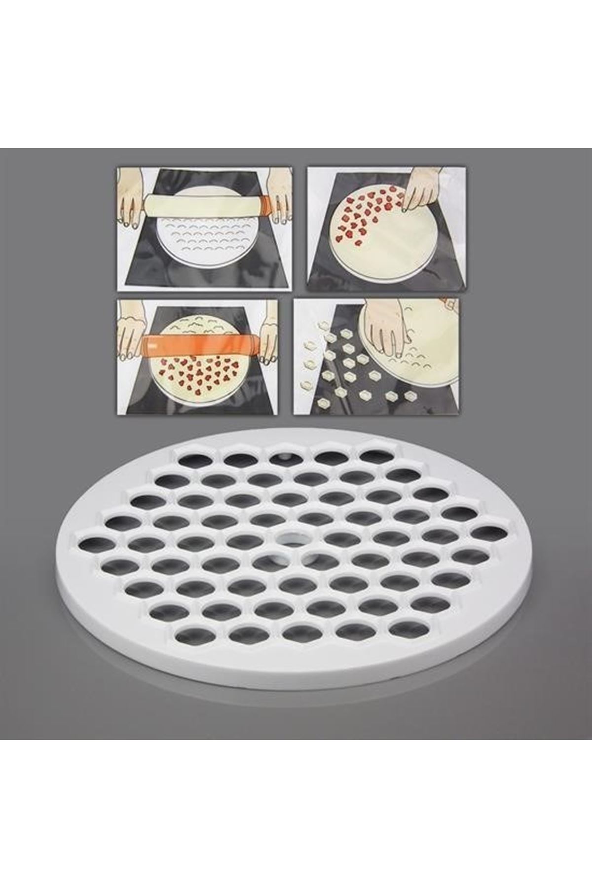 Tbl Dekor® 61 Bölmeli Petek Şekilli Pratik Mantı Kesici  Açma Kalıbı Mantımatik