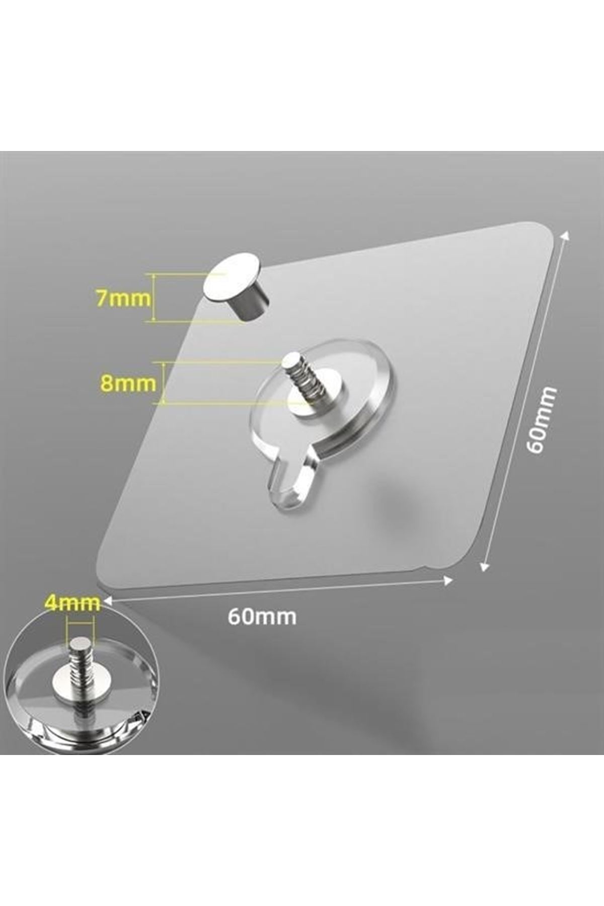 Tbl Dekor® Süper Güçlü Çerçeve Askısı Pin Delgisiz Vidalı Tırnak Kanca Yapışkanlı Raf Tutucu Askı 4 Adet