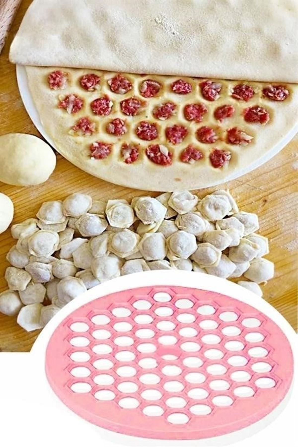 Tbl Dekor® 61 Bölmeli Petek Şekilli Pratik Mantı Kesici  Açma Kalıbı Mantımatik