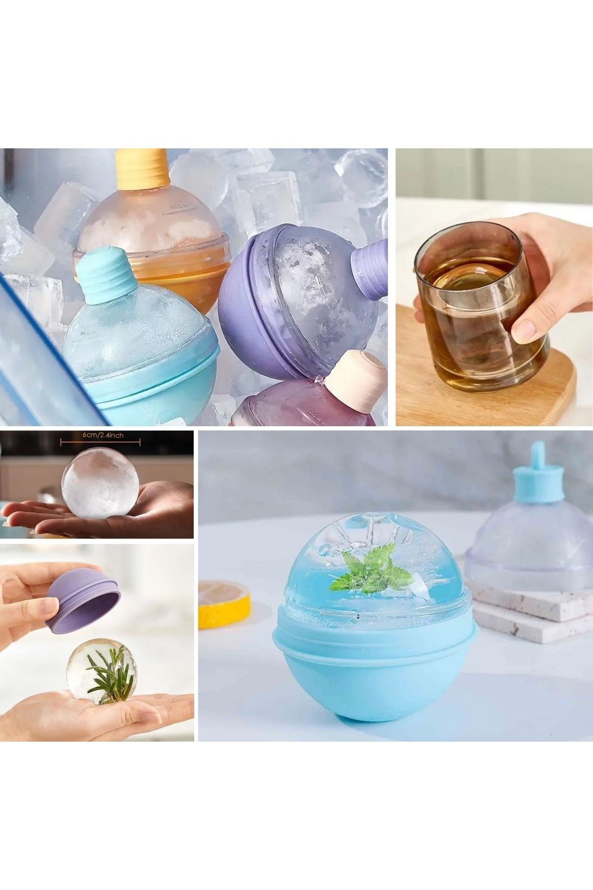 Tbl Dekor® Hunili Altı Silikon Kolay Çıkabilen Büyük Boy Küre Buzluk