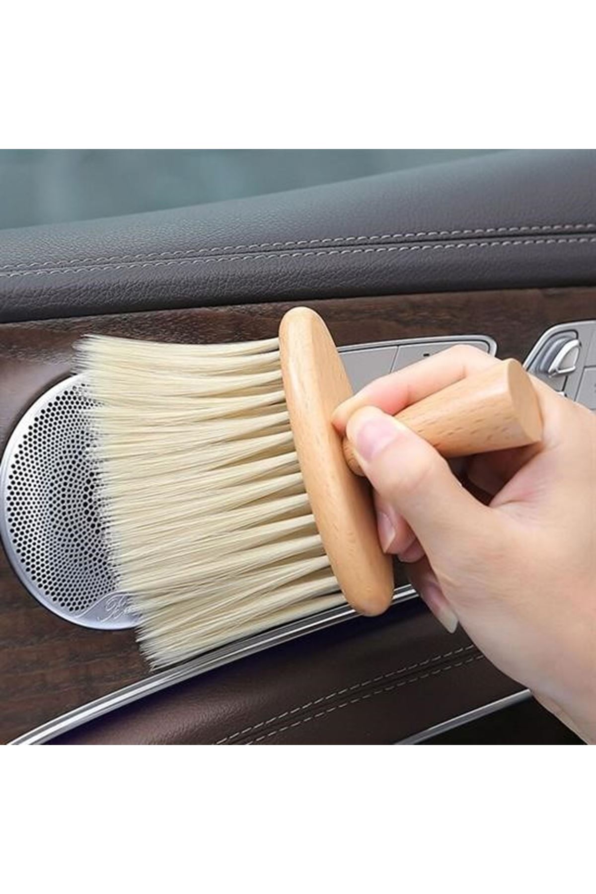 Tbl Dekor® Araba İçin Ahşap Saplı Yumuşak Kıl Fırça Detaylı Toz Alma Temizleme Fırçası