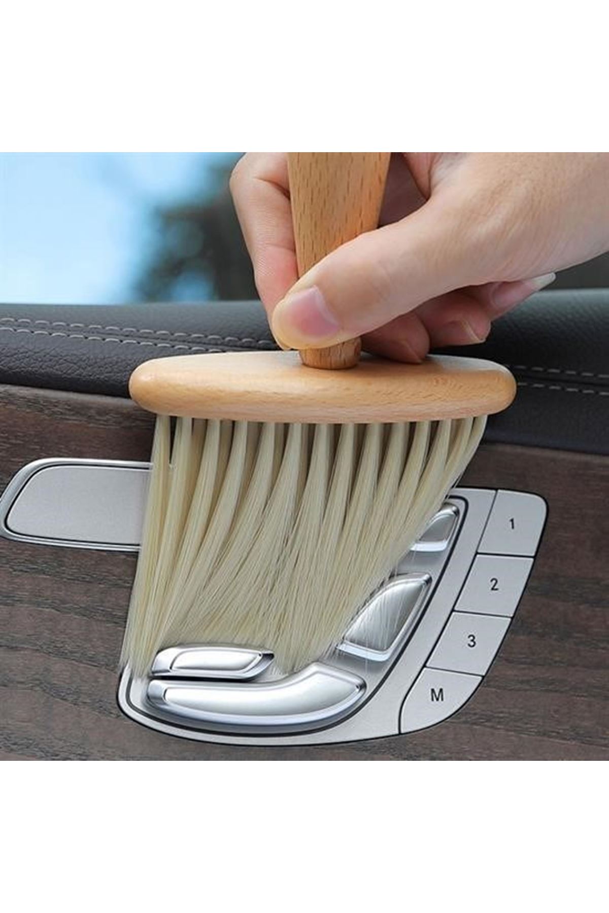 Tbl Dekor® Araba İçin Ahşap Saplı Yumuşak Kıl Fırça Detaylı Toz Alma Temizleme Fırçası