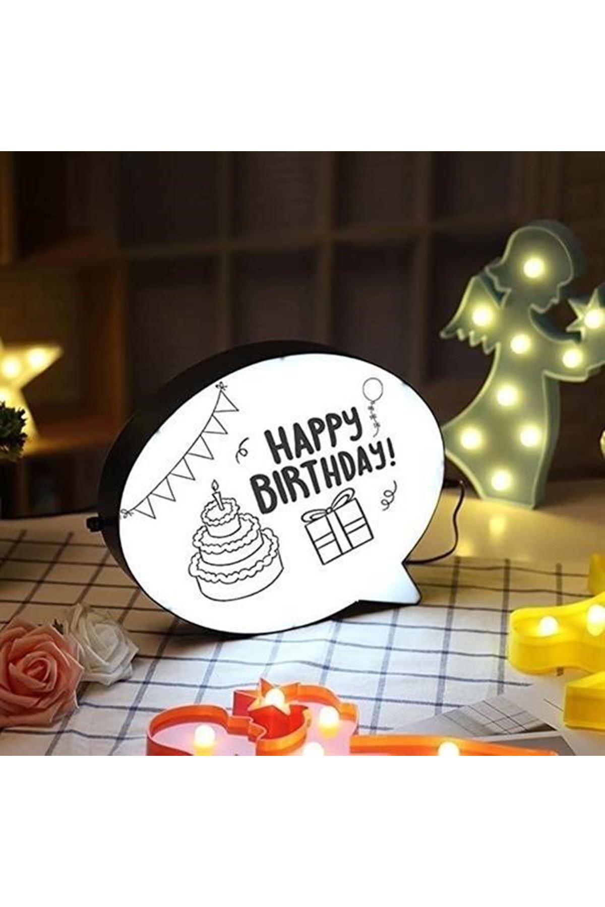 Tbl Dekor® Kalemle Yazılabilen Konuşma Balonu Görünümlü Işıklı Mesaj Panosu