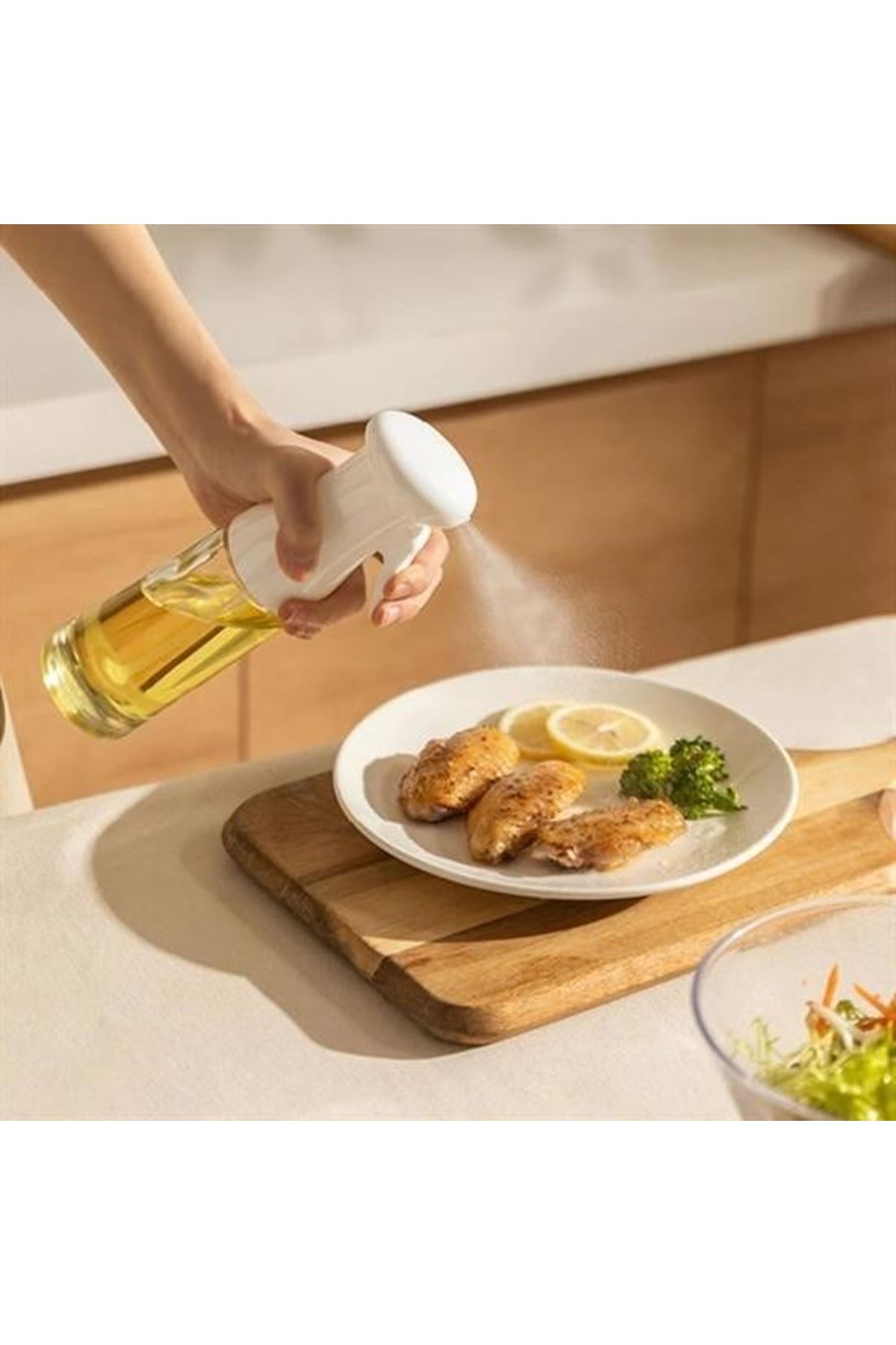 Tbl Dekor®  Çok Amaçlı Cam Şişe Püskürtmeli Dağıtıcı Yağdanlık Limonluk Sirke Sosluk Spreyi Beyaz