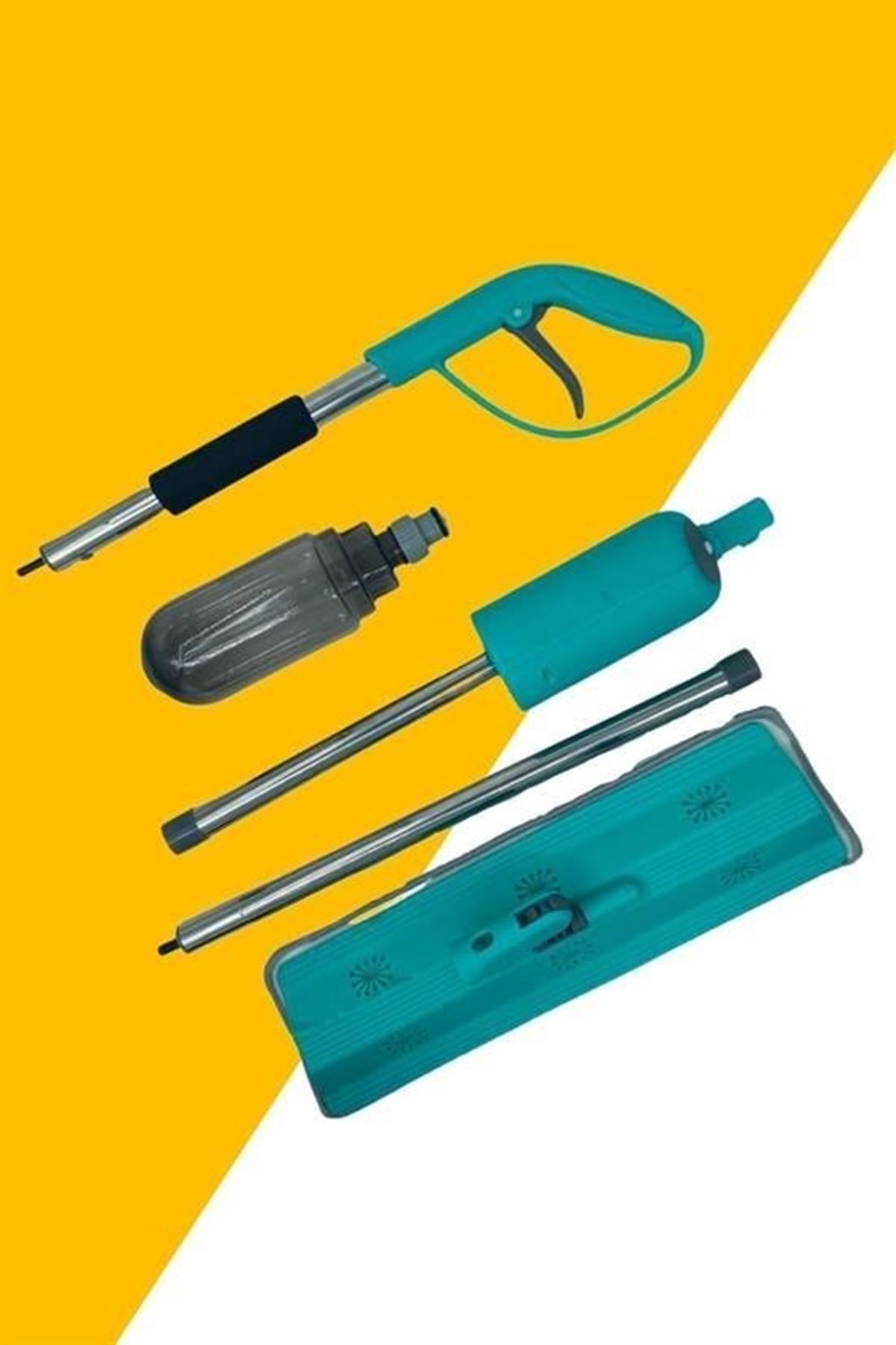 Tbl Dekor® Döner Başlıklı Spreyli Mop Parke Ahşap Fayans Temizleyici Su Hazneli Sihirli Paspas