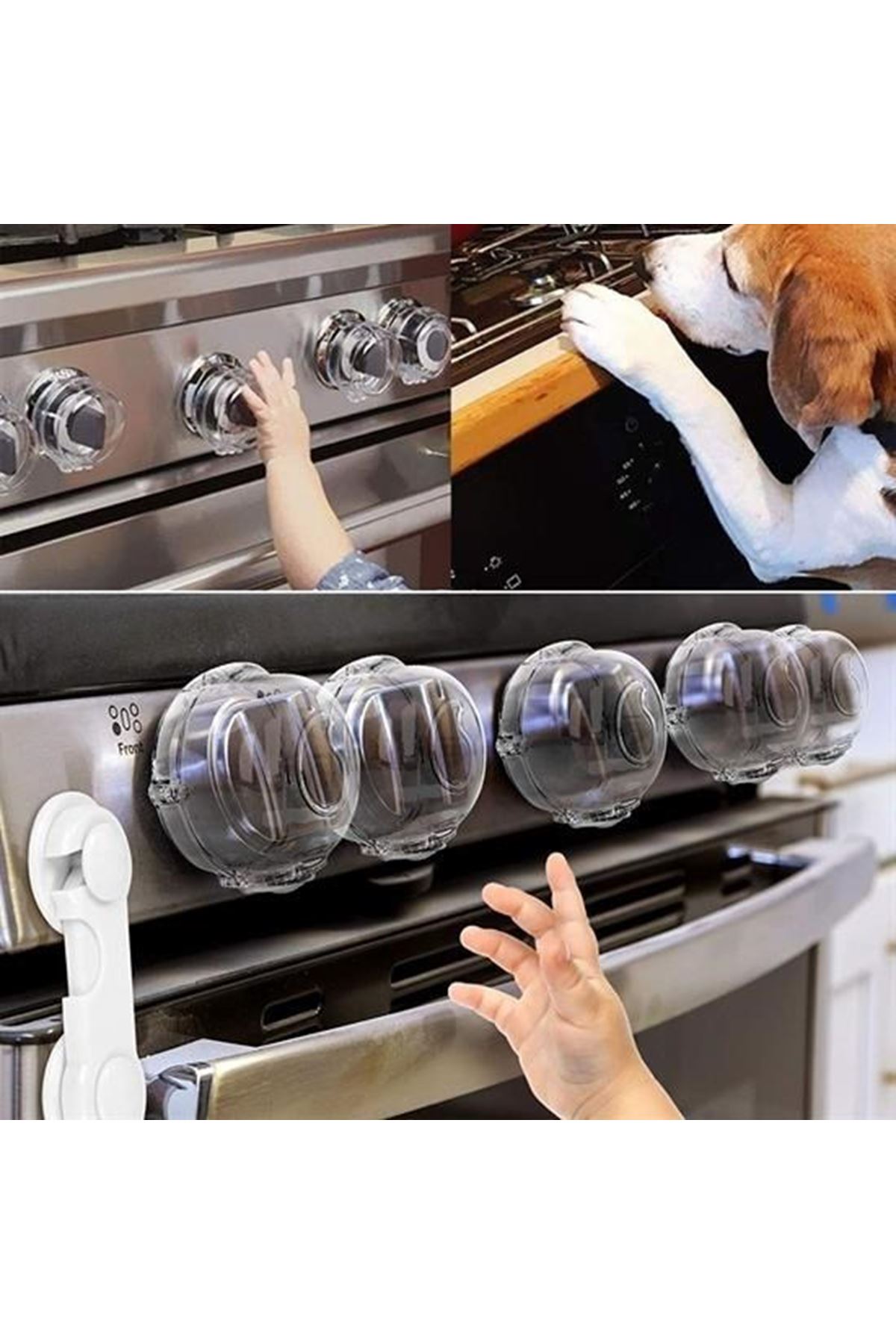 Tbl Dekor® Isıya Dayanıklı Plastik Ocak Düğme Koruyucu Düğme Kilidi Emniyet Düzeneği