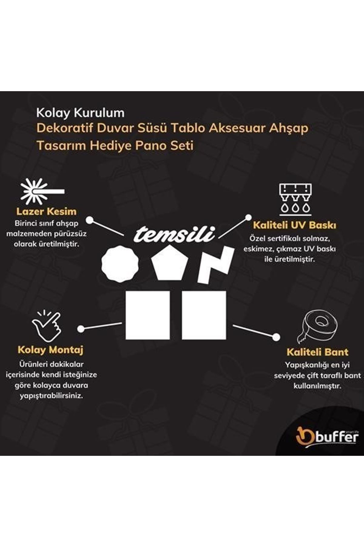 Tbl Dekor® DECO103 Supermen Dekoratif Duvar Süsü Tablo Aksesuar Ahşap Tasarım Hediye Pano Sticker Seti