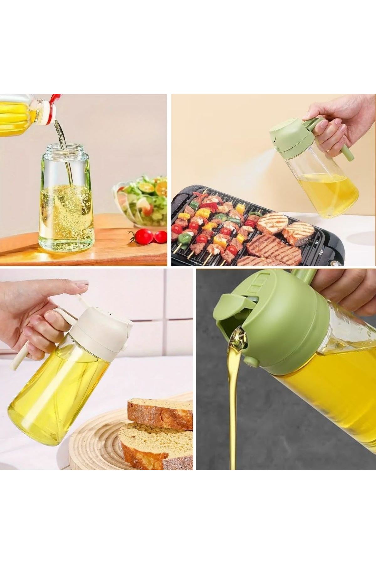 Tbl Dekor® 2si 1arada Yağ Dökücü ve Spreyli Yağdanlık Cam Yağ Püskürtücü