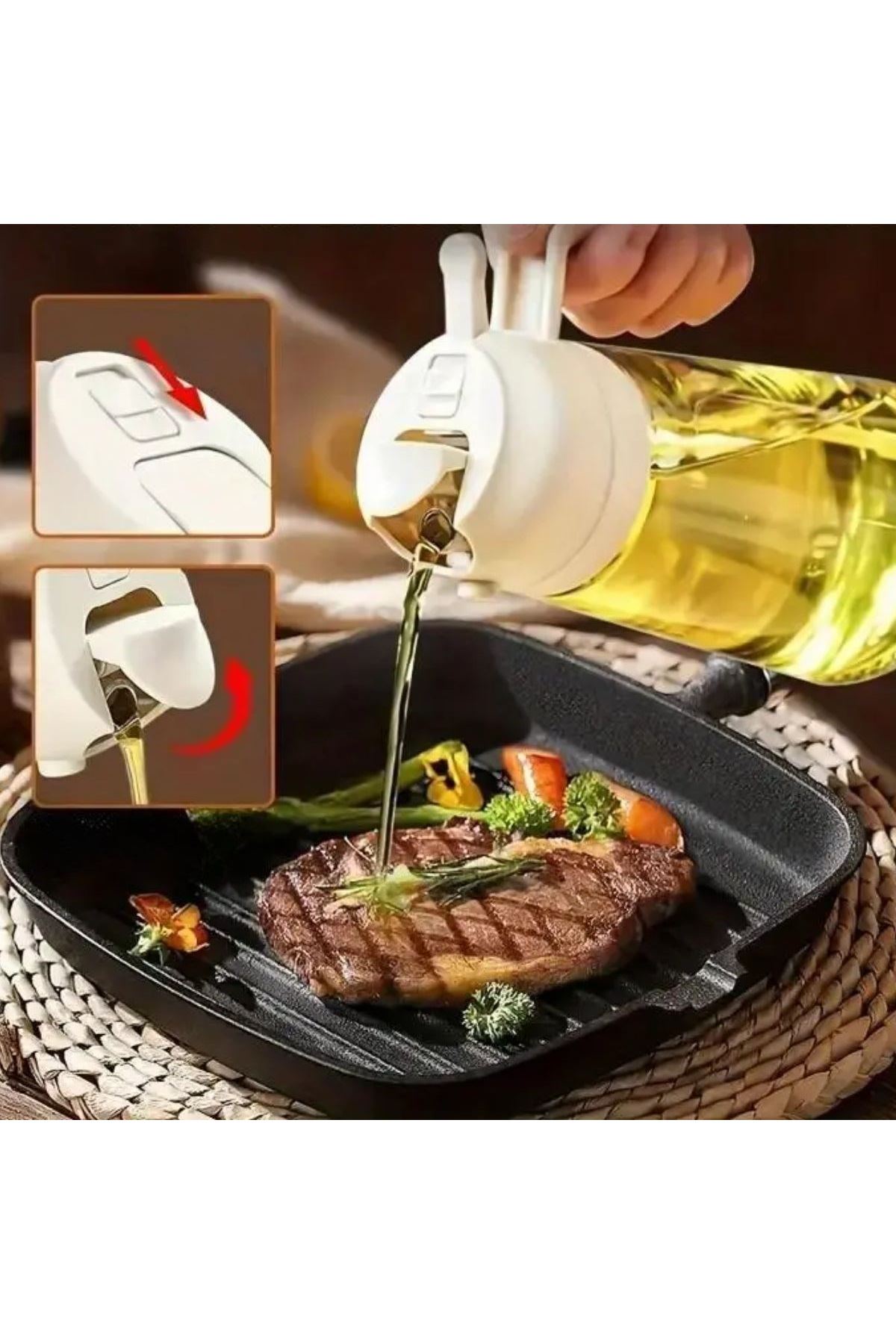 Tbl Dekor® 2si 1arada Yağ Dökücü ve Spreyli Yağdanlık Cam Yağ Püskürtücü