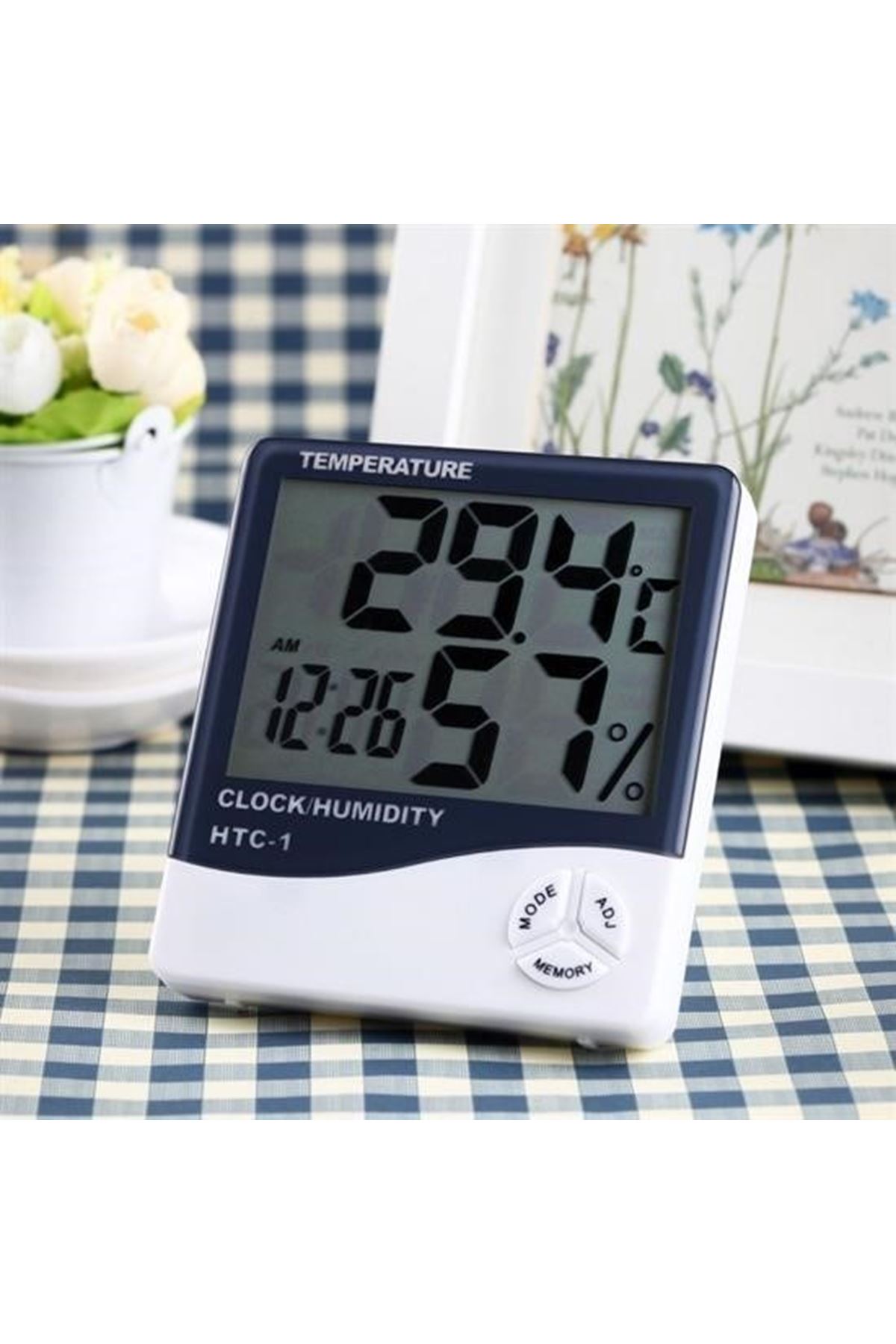 Tbl Dekor® Bebek Odası Masaüstü Dijital Termometre Nem Ölçer Higrometre Saat