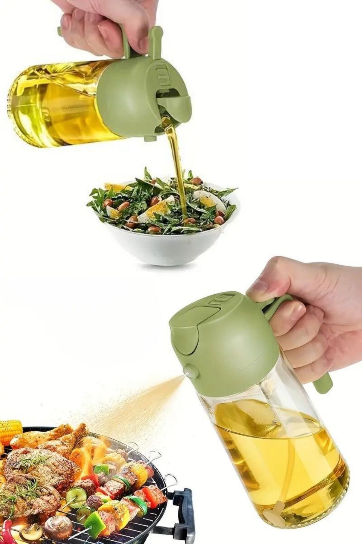 Tbl Dekor® 2si 1arada Yağ Dökücü ve Spreyli Yağdanlık Cam Yağ Püskürtücü