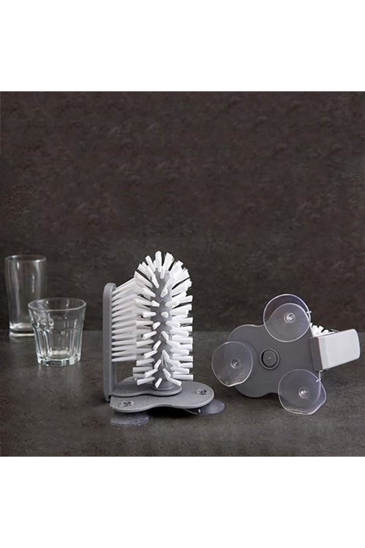 Tbl Dekor® Pratik Kolay Fonksiyonel Vantuzlu Elde Bulaşık Yıkama Fırçası