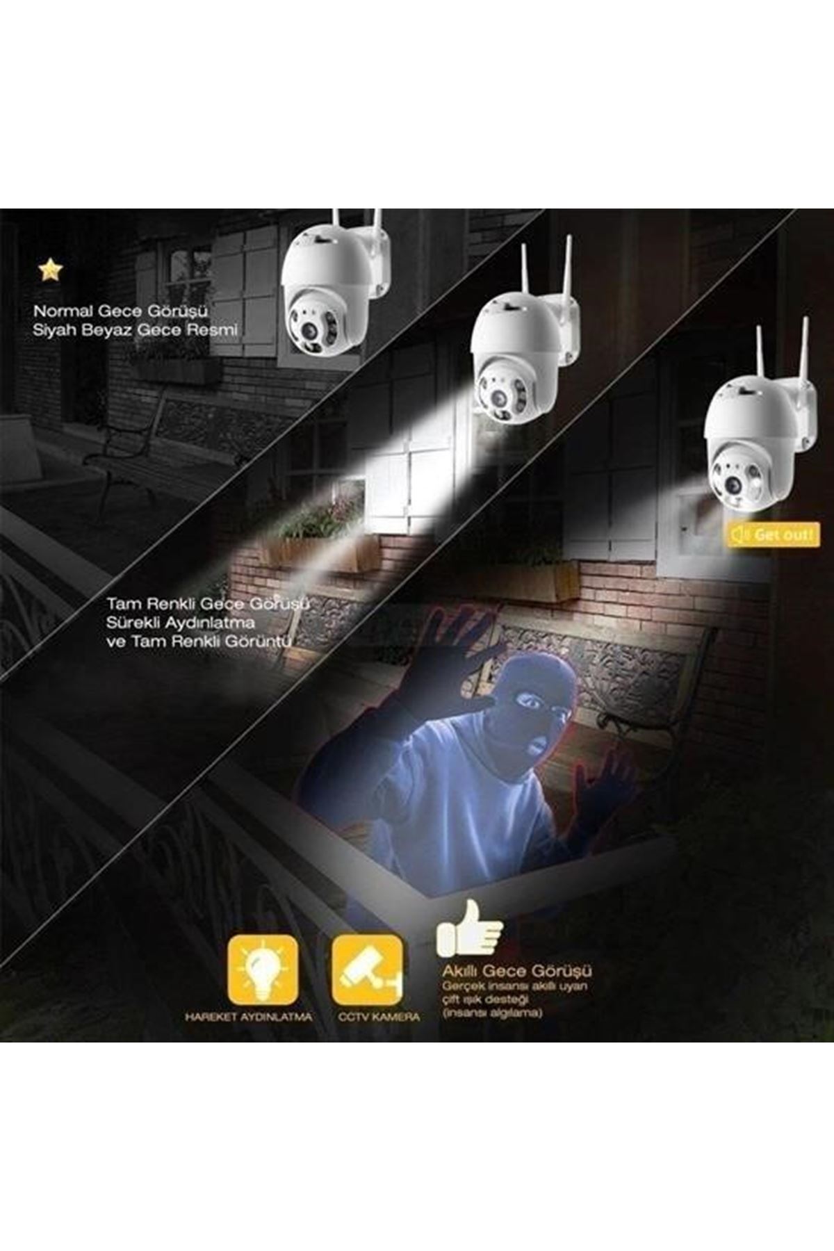 Tbl Dekor® 20 MP HD Lens İç Dış Mekan Suya Danıklı IP Wifi Network Güvenlik Kamerası Wifi Kamera