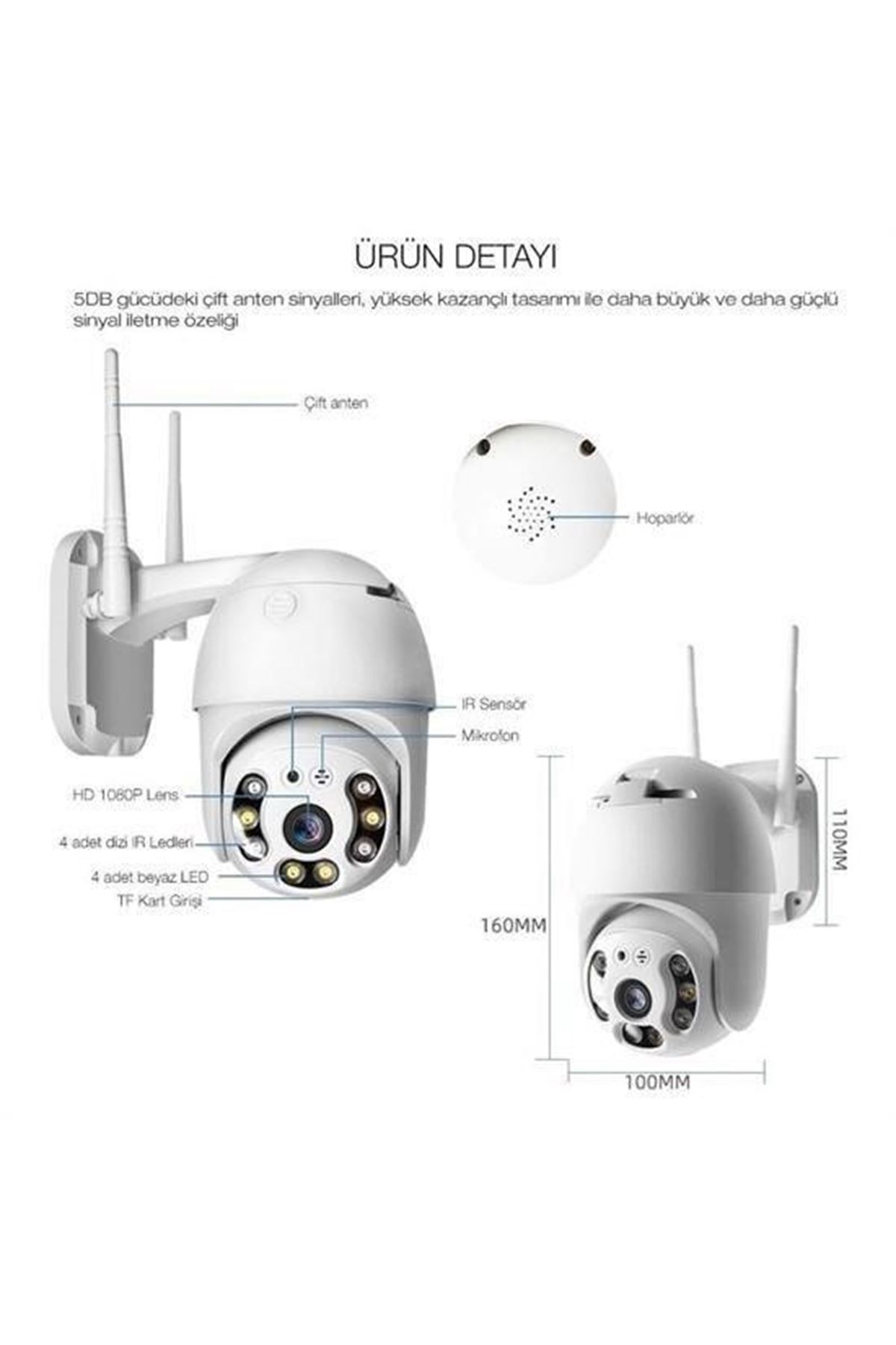 Tbl Dekor® 20 MP HD Lens İç Dış Mekan Suya Danıklı IP Wifi Network Güvenlik Kamerası Wifi Kamera