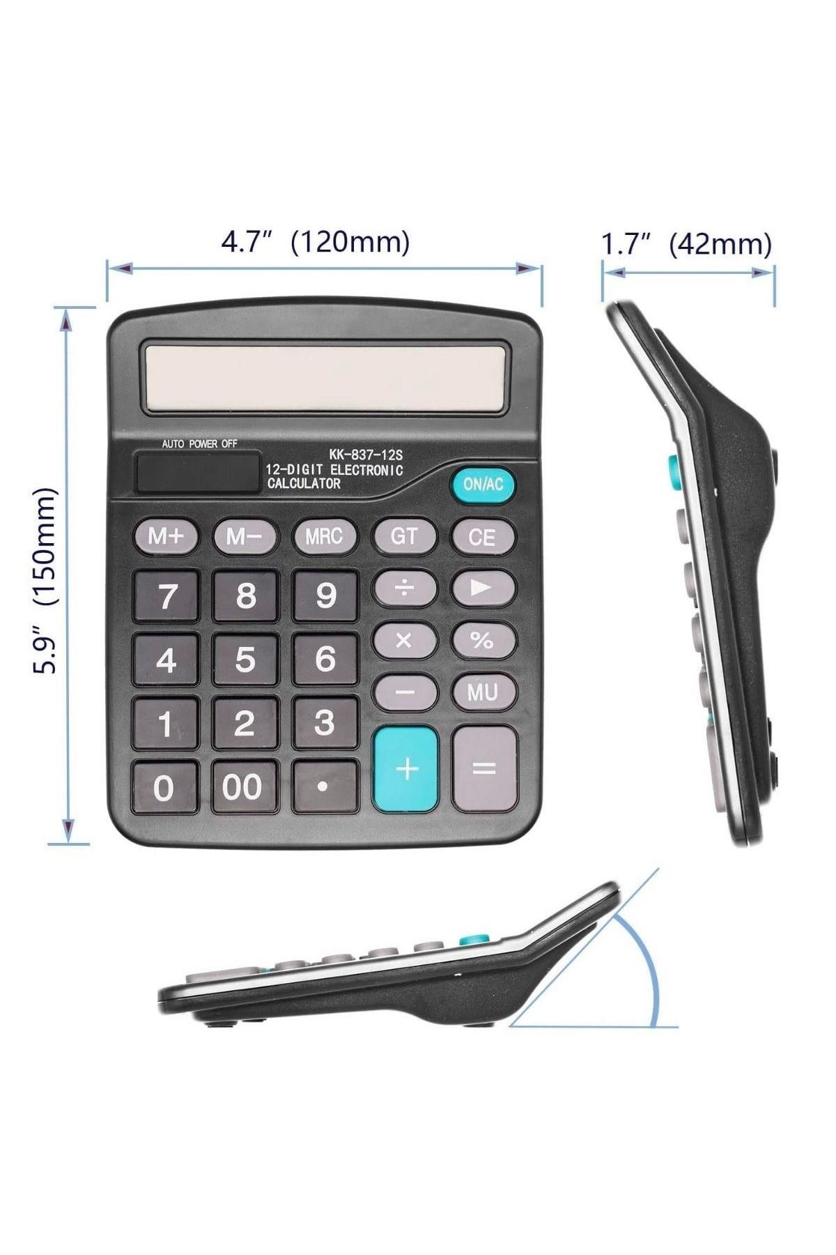 Tbl Dekor® Standart Fonksiyonlu 12 Haneli Geniş LCD Ekran,Pill Masaüstü Hesap Makinesi