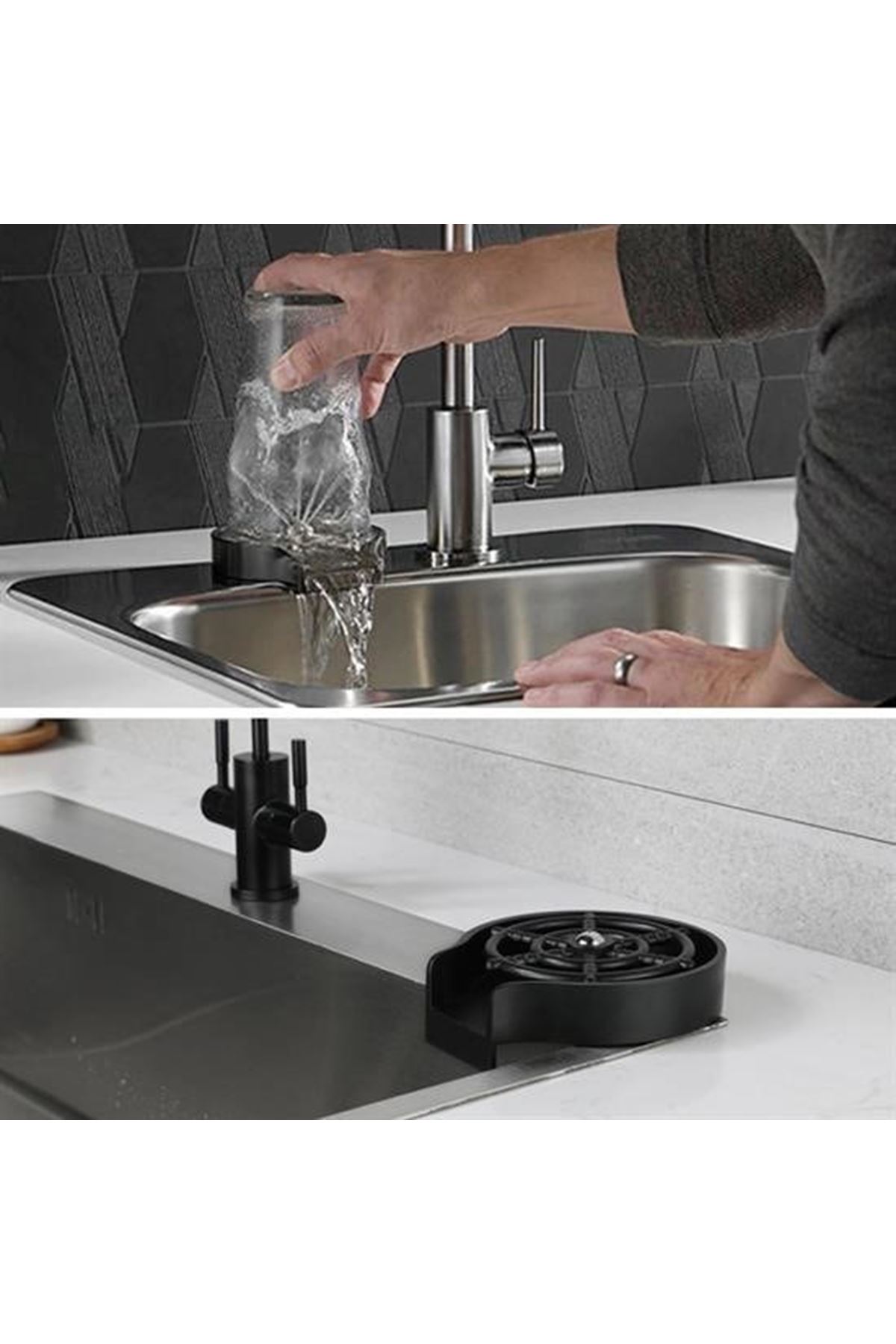 Tbl Dekor® Yüksek Basınçlı Otomatik Bardak Yıkama Aparatı Mutfak Lavaboları İçin Hızlı Kupa Durulayıcı