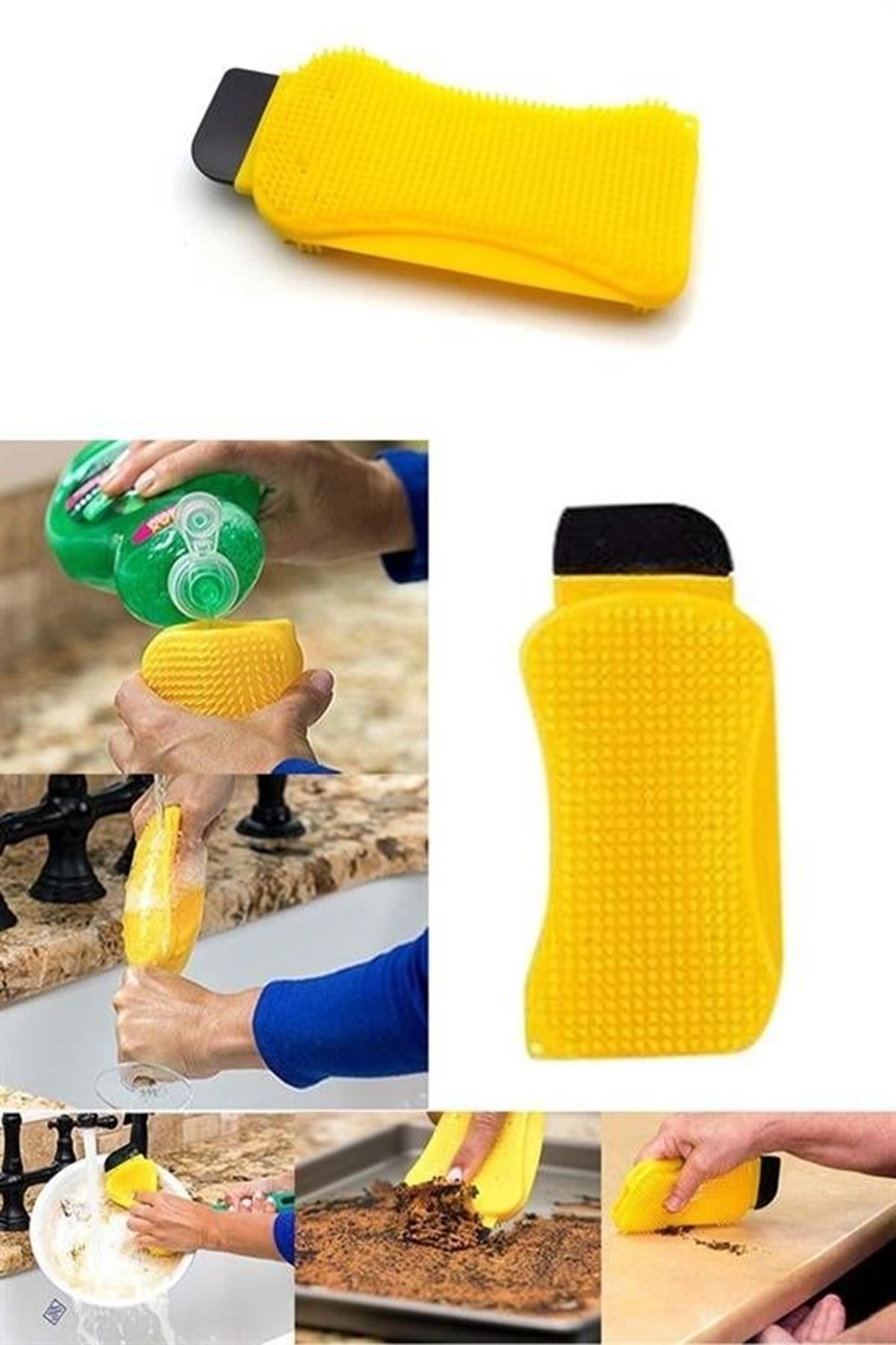 Tbl Dekor® Çok Fonksiyonlu Deterjan Hazneli Pratik Bulaşık Yıkama Fırçası