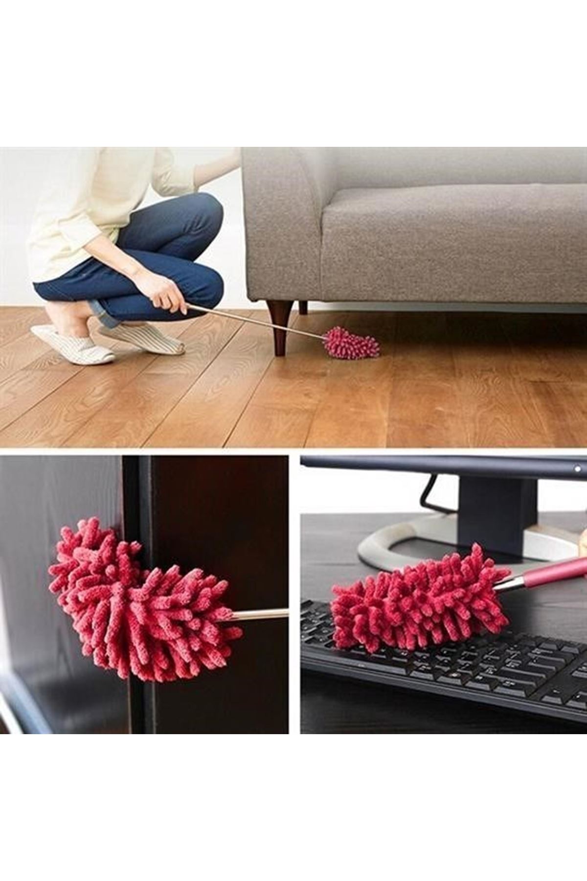 Tbl Dekor® Teleskopik Mikrofiber Pratik Uzayabilen Toz Alma Fırçası Aparatı