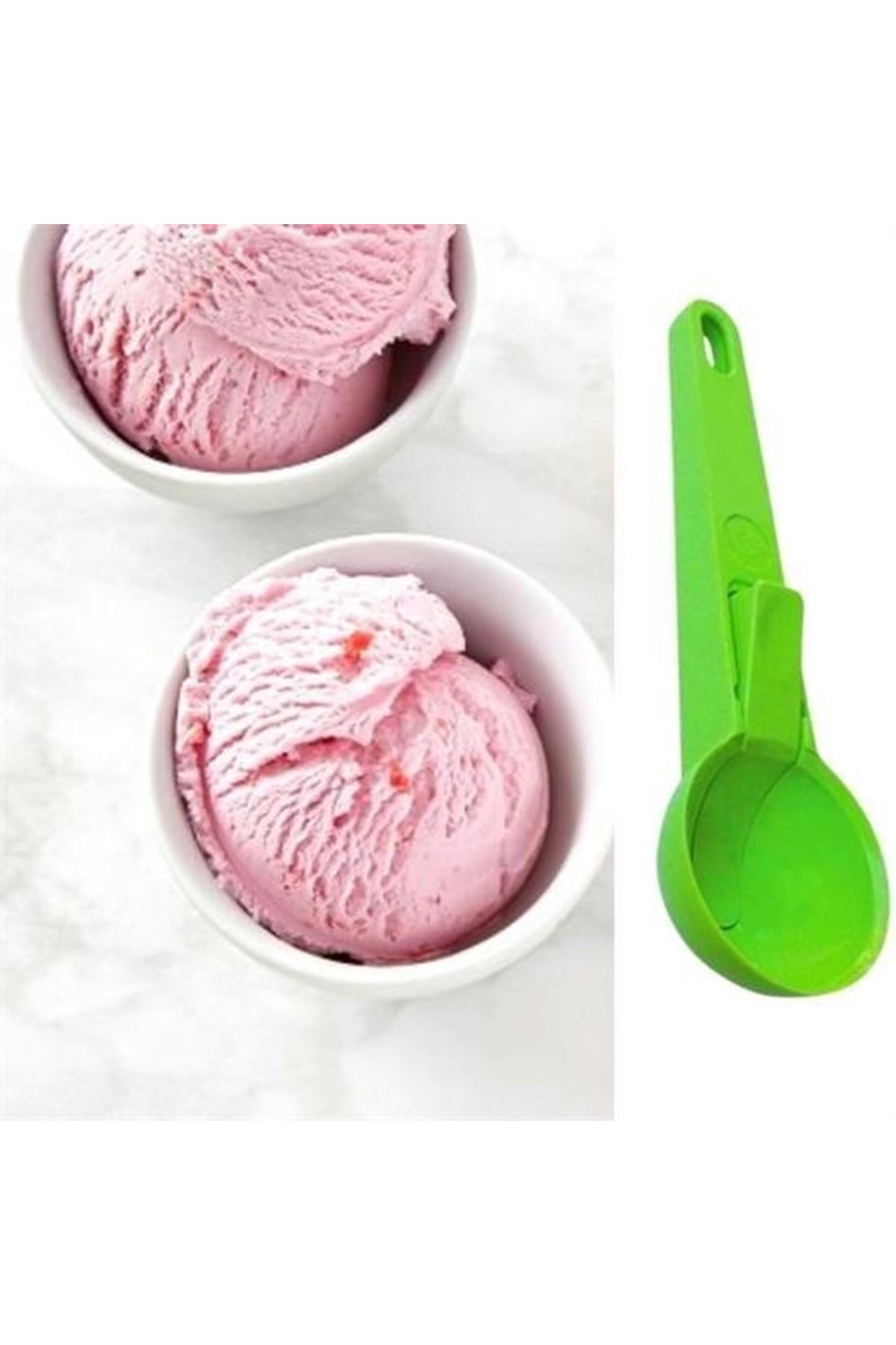 Tbl Dekor® Pratik Mandallı Plastik Dondurma Servis Sunum Kepçesi Kaşığı