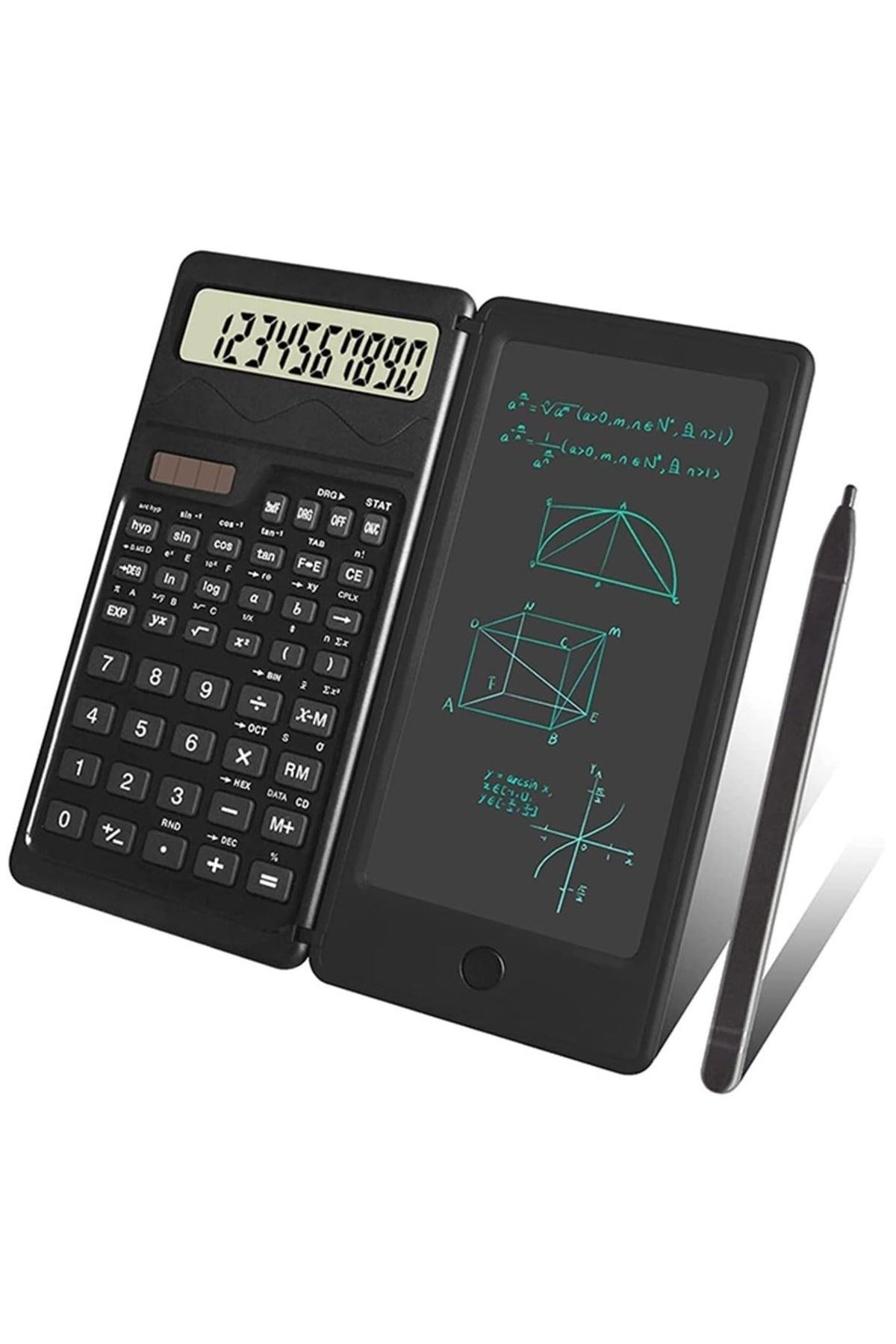 Tbl Dekor® Silinebilir LCD Yazı Tabletli,Kalemli Katlanabilir Bilimsel Hesap Makinesi