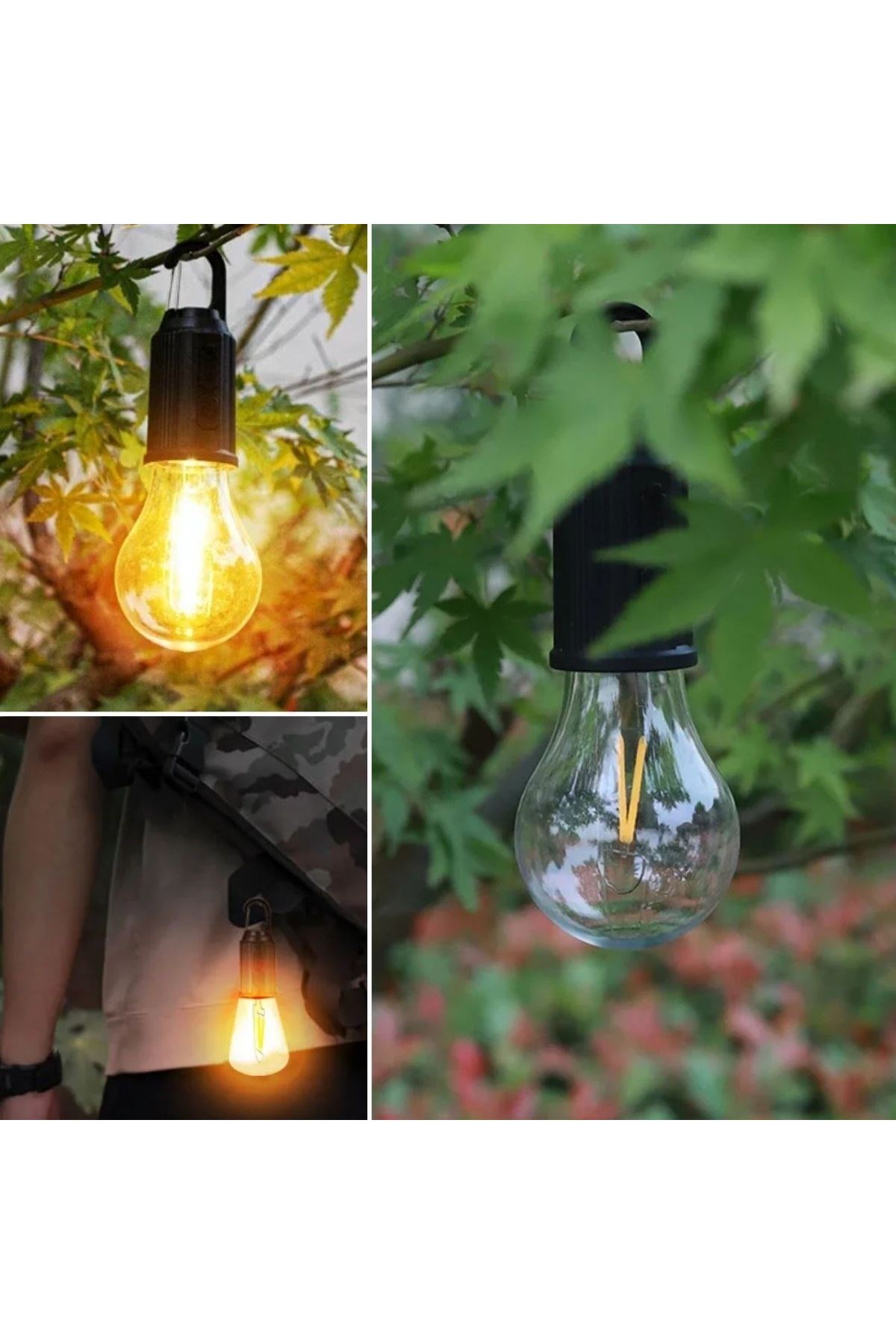 Tbl Dekor® Şarj Olabilen 3 Farklı Mod LED'li Kendiliğinden Asma Kancalı Kamp,Dış Cephe Lambası
