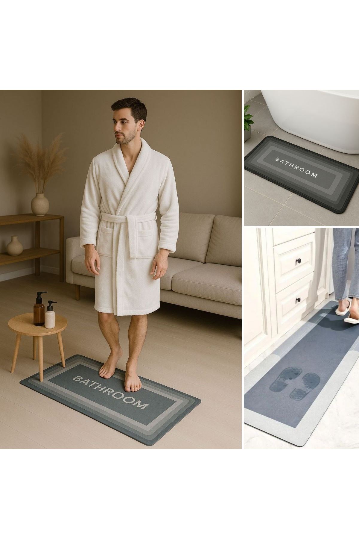 Tbl Dekor® Sihirli Süper Su Emici Kaymaz Tabanlı Uzun Paspas 40*120 cm