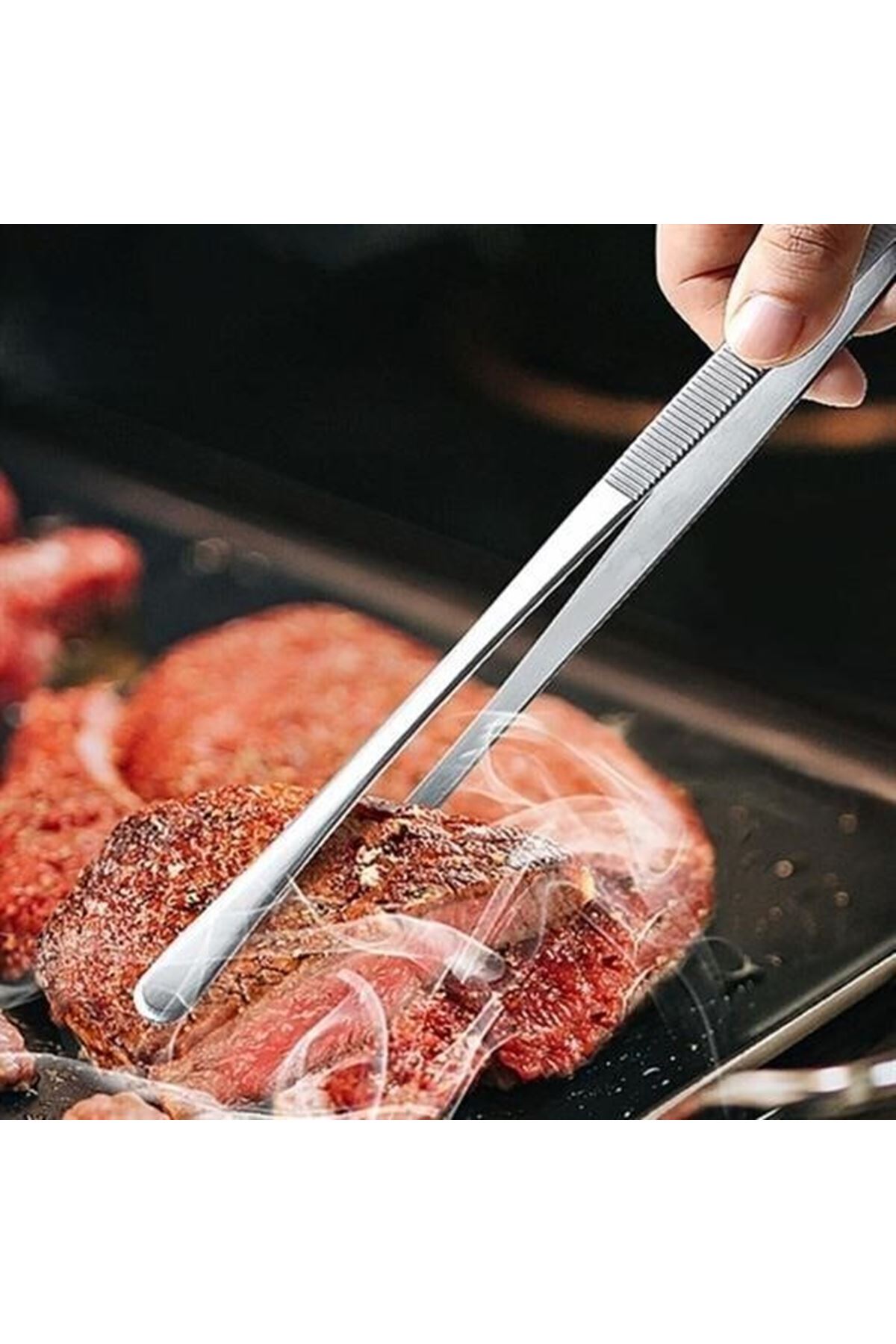 Tbl Dekor®  Yiyecek Servis Maşası Air Fryer  Master Chef Şef Cımbızı Et Kızartma Barbekü Aleti 30 Cm