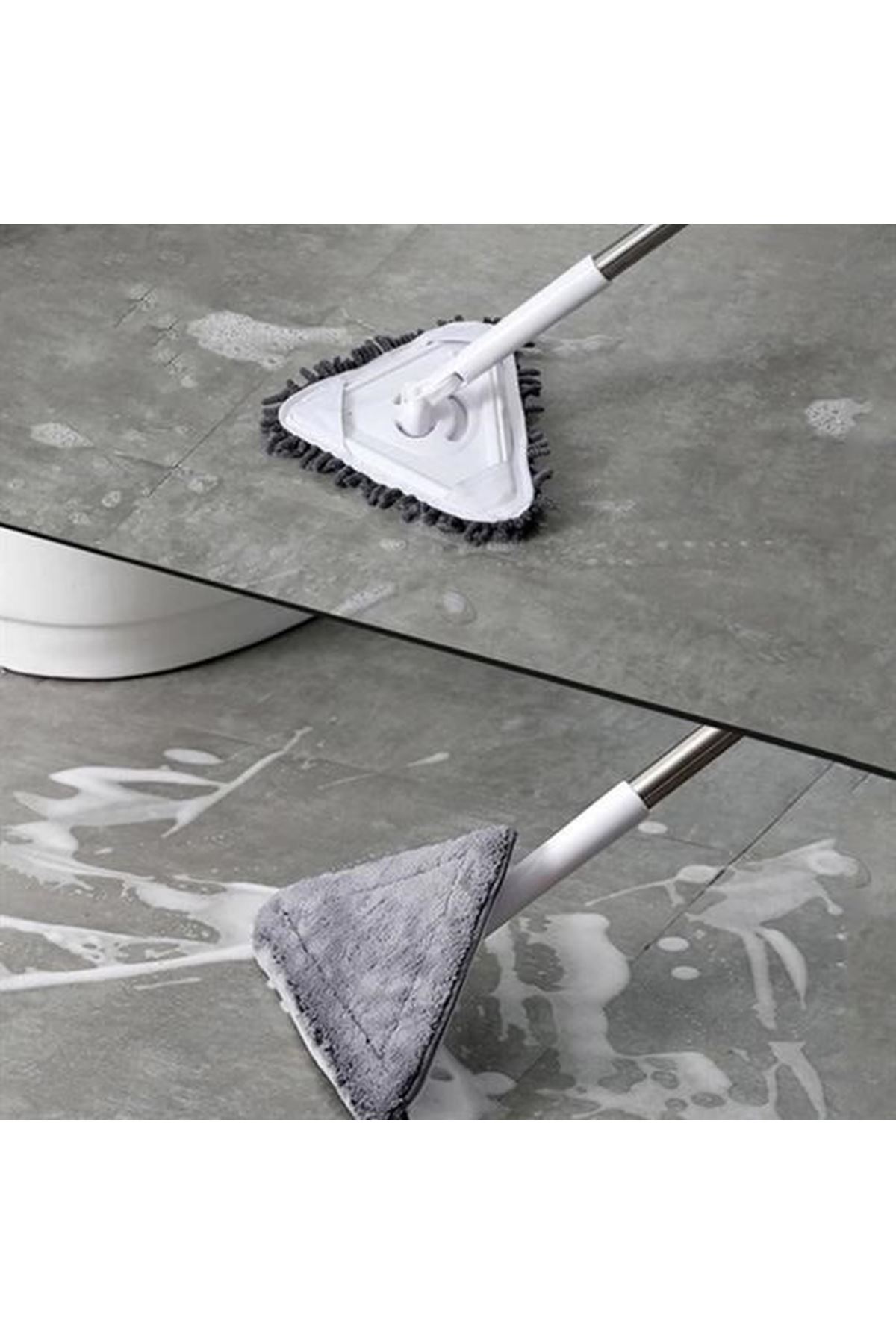 Tbl Dekor® Teleskopik Saplı 150 cm Üçgen Mop Cam Duvar Tavan Fayans Parke Temizleyici Mop