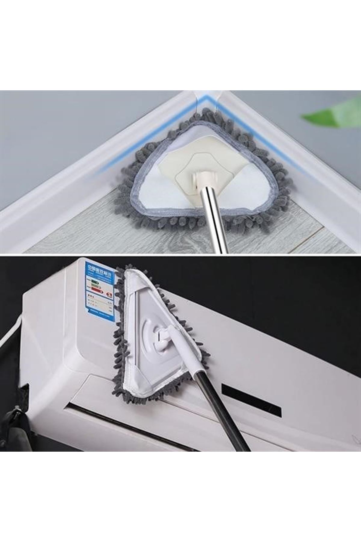 Tbl Dekor® Teleskopik Saplı 150 cm Üçgen Mop Cam Duvar Tavan Fayans Parke Temizleyici Mop