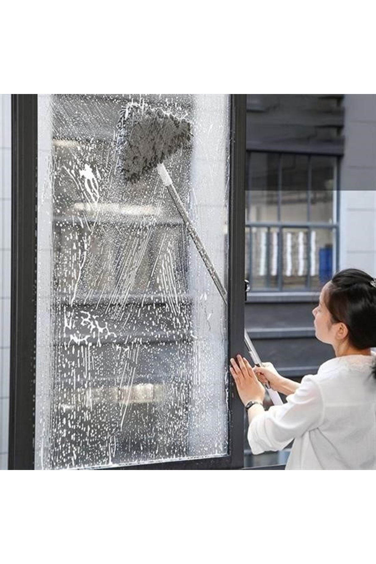 Tbl Dekor® Teleskopik Saplı 150 cm Üçgen Mop Cam Duvar Tavan Fayans Parke Temizleyici Mop