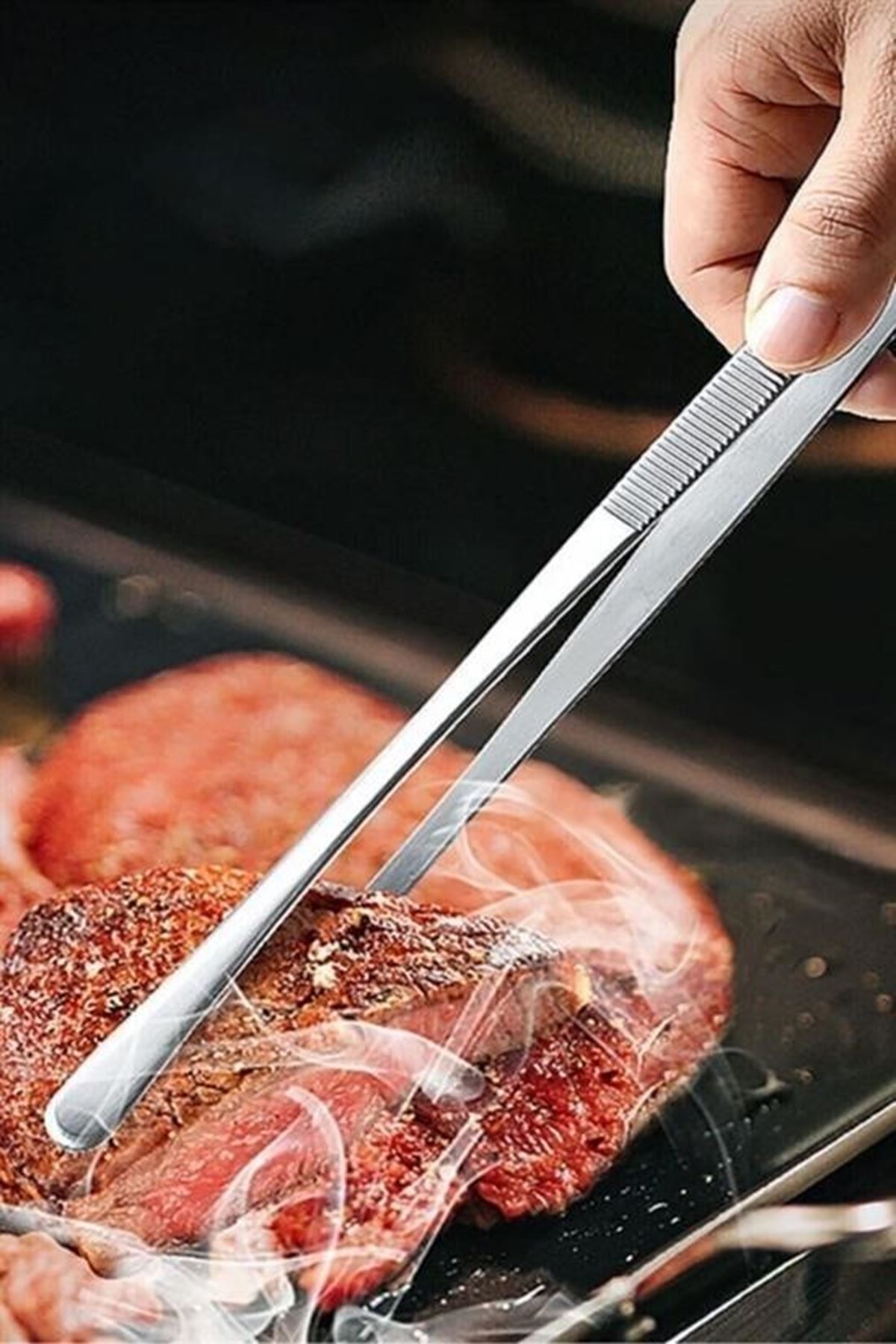 Tbl Dekor®  Yiyecek Servis Maşası Air Fryer  Master Chef Şef Cımbızı Et Kızartma Barbekü Aleti 30 Cm