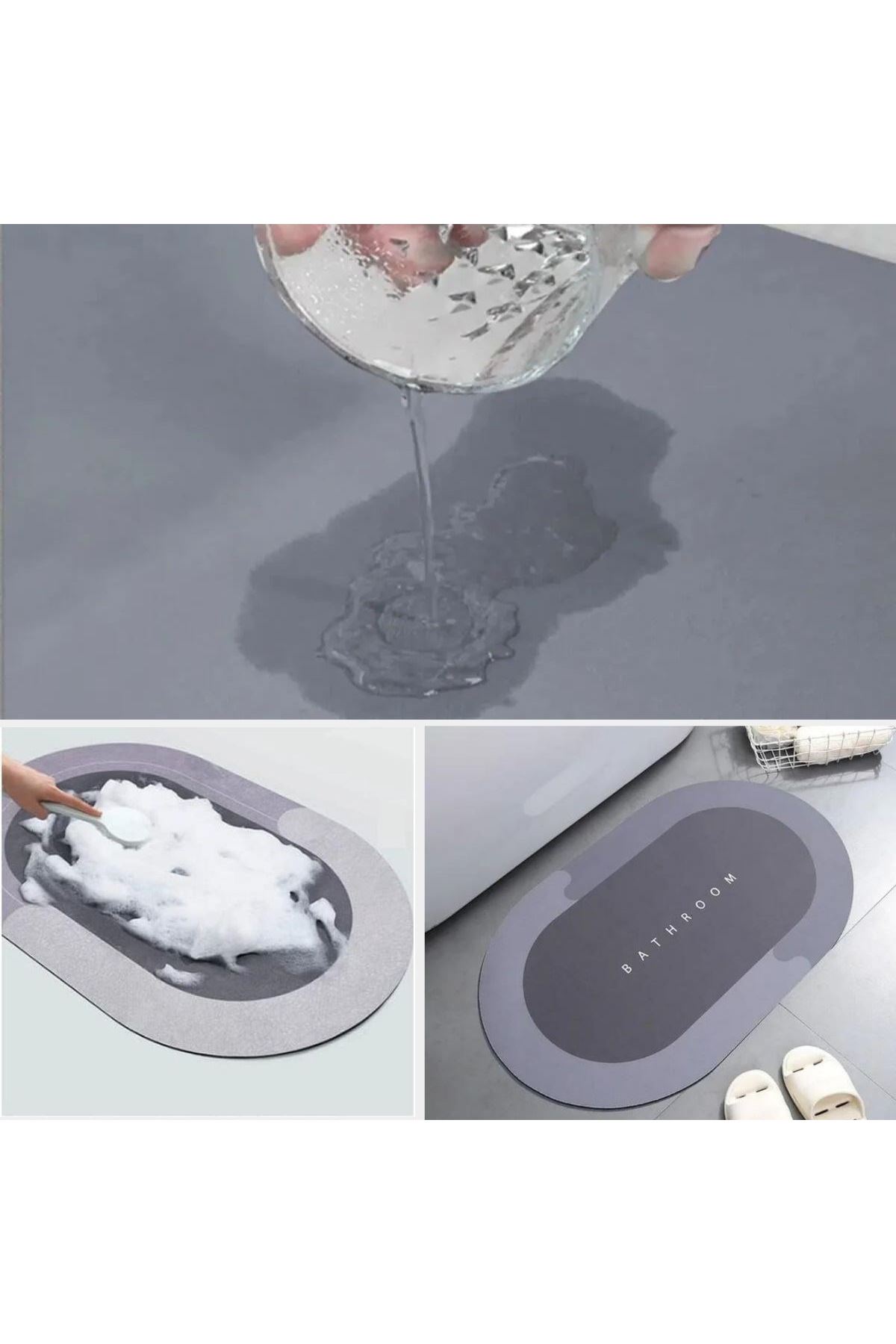 Tbl Dekor® Sihirli Süper Su Emici Kaymaz Tabanlı Oval Paspas 40*60 cm