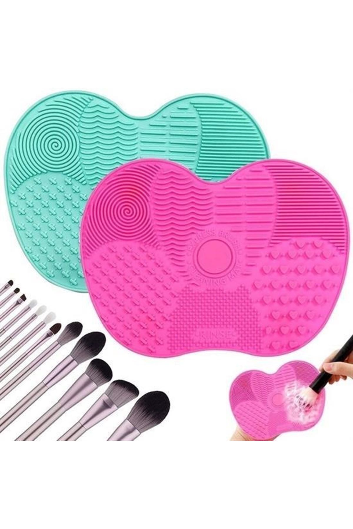 Tbl Dekor® Pratik Kolay Makyaj Fırçası Temizleme Matı Aparatı Aleti Küçük