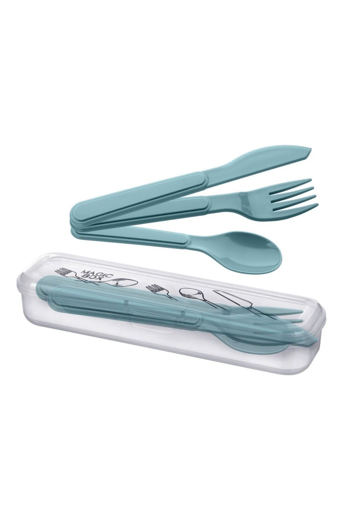 Kendiliğinden Kutulu Hijjenik Plastik Piknik Tipi Çatal Kaşık Bıçak Seti